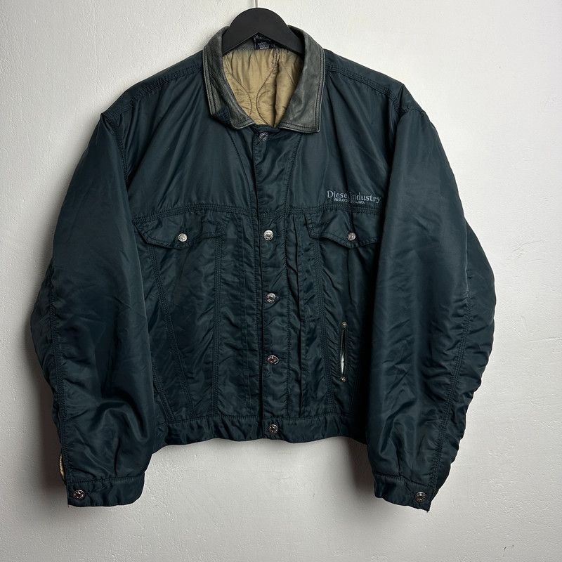 image of Denim Jacket x Diesel Vintage Diesel Industries Bomber Jacket 90's Y2K in Green, Men's (Size Medium