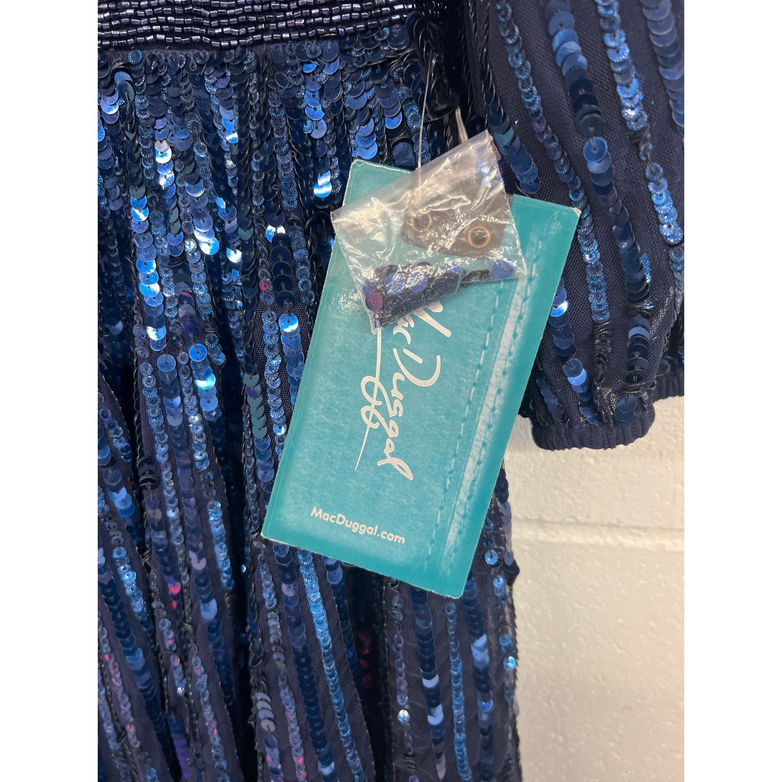 Other New Mac Duggal Sz 10 Midnight Blue Sequined Evening Gown Size L / US 10 / IT 46 - 6 Thumbnail