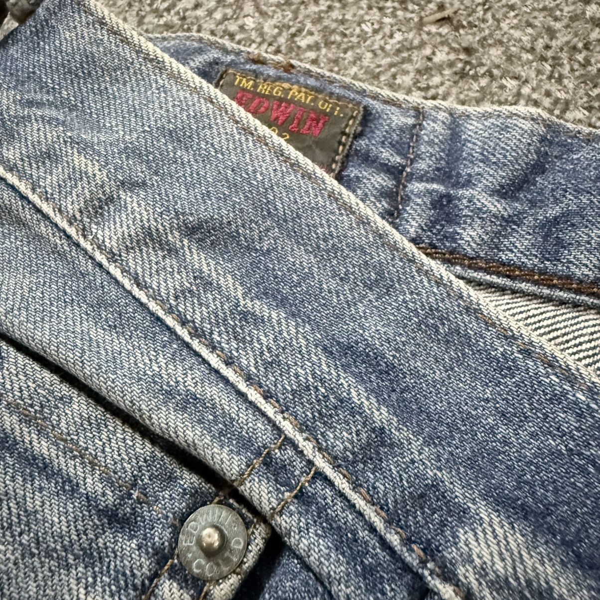 Edwin Vintage 90s Distressed Heavy Faded Wash Japanese Denim Jeans Size US 29 - 16 Thumbnail