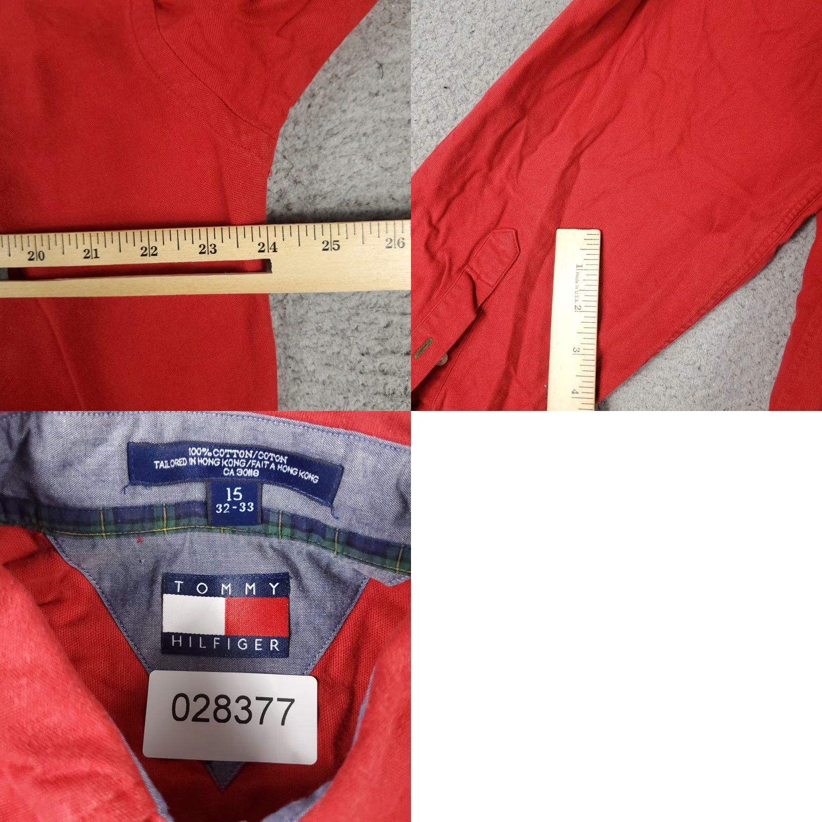 Tommy Hilfiger VINTAGE Tommy Hilfiger Dress Shirt Mens 15 Red Long Sleeve Button Up Workwear Size 40R - 8 Thumbnail