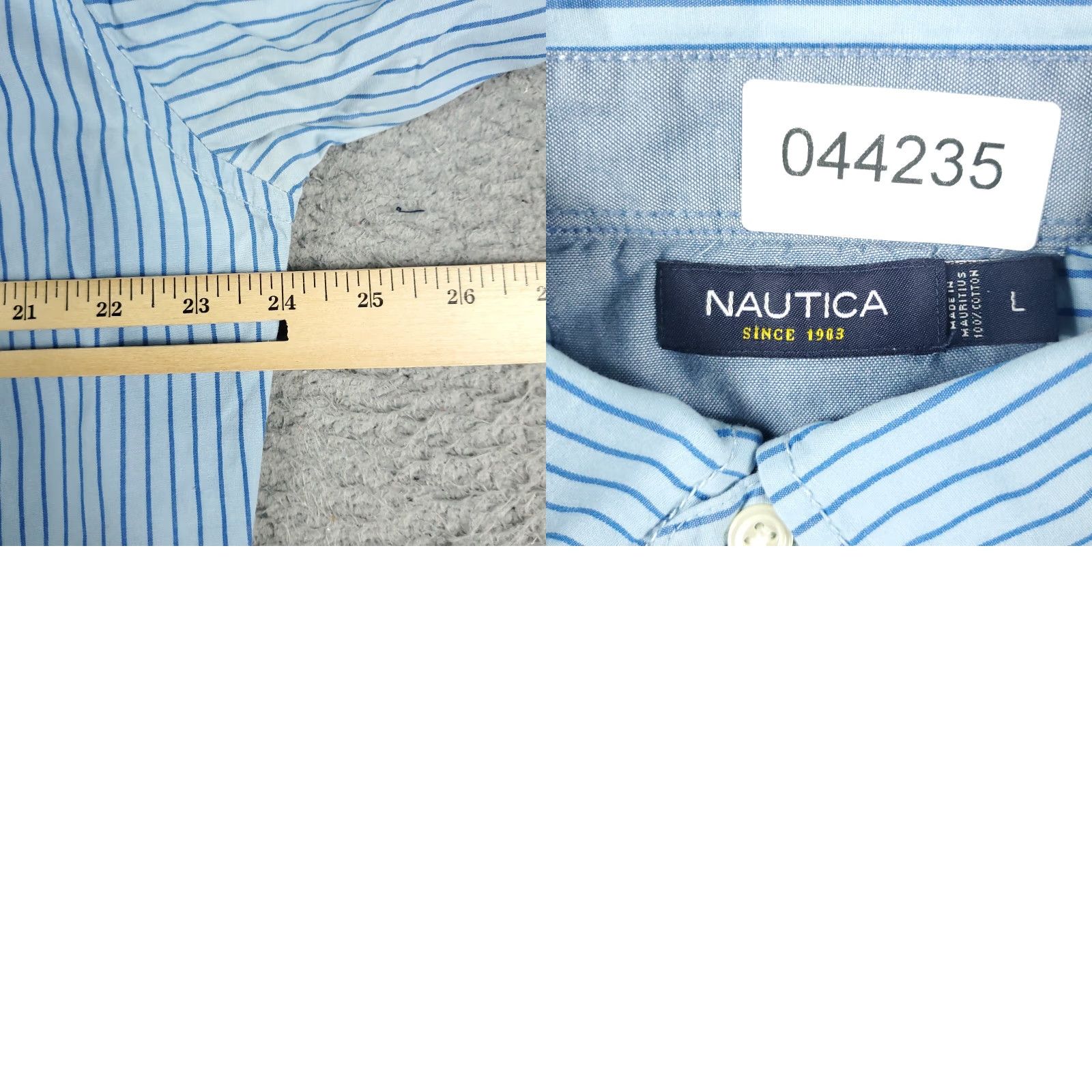 Nautica Nautica Button Up Shirt Mens Large Blue Striped Long Sleeve Classic Preppy Size US L / EU 52-54 / 3 - 8 Thumbnail