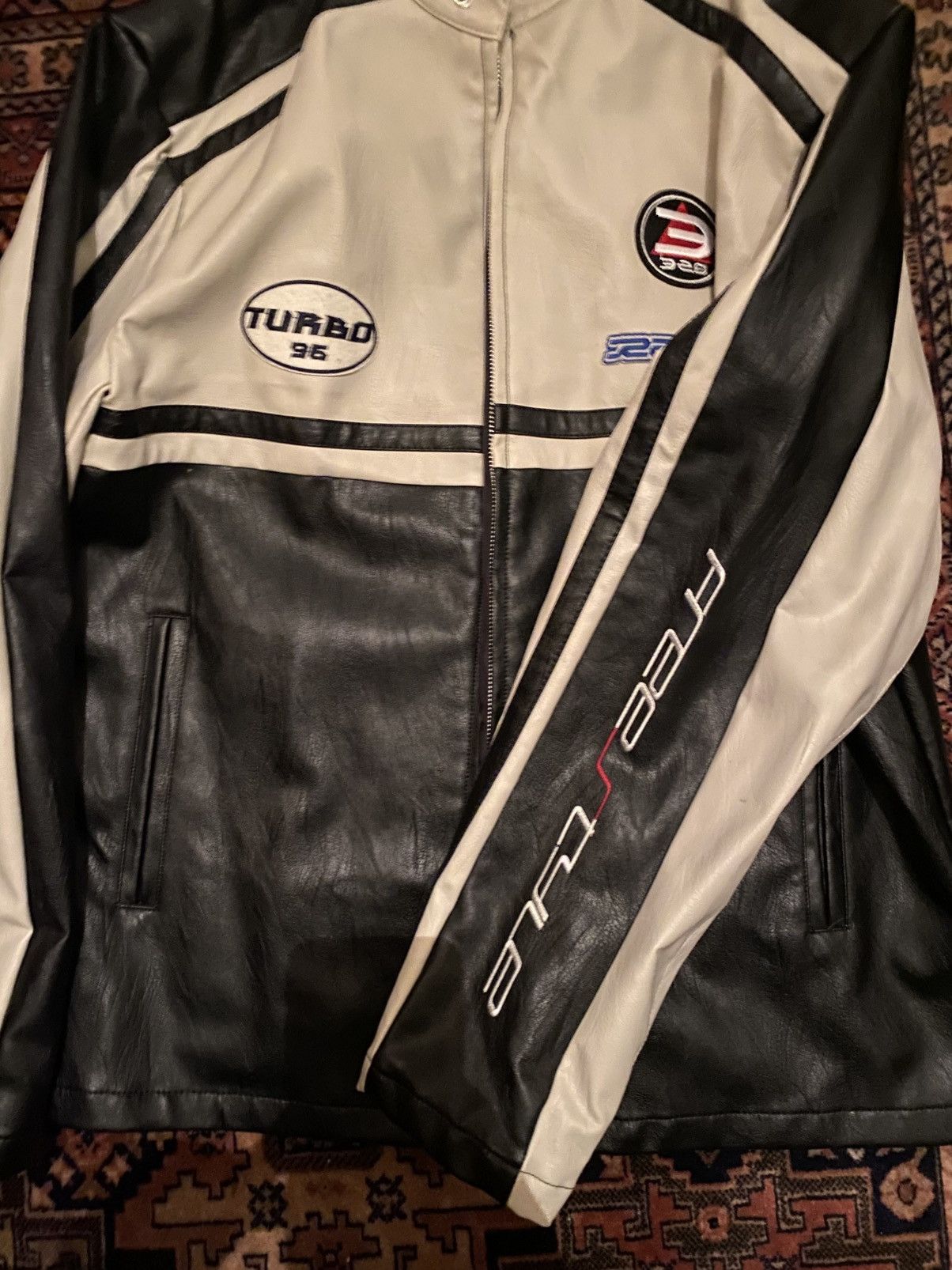 Asos Bike faux leather racing jacket Vintage 90s 🏍️ Size US M / EU 48-50 / 2 - 4 Thumbnail