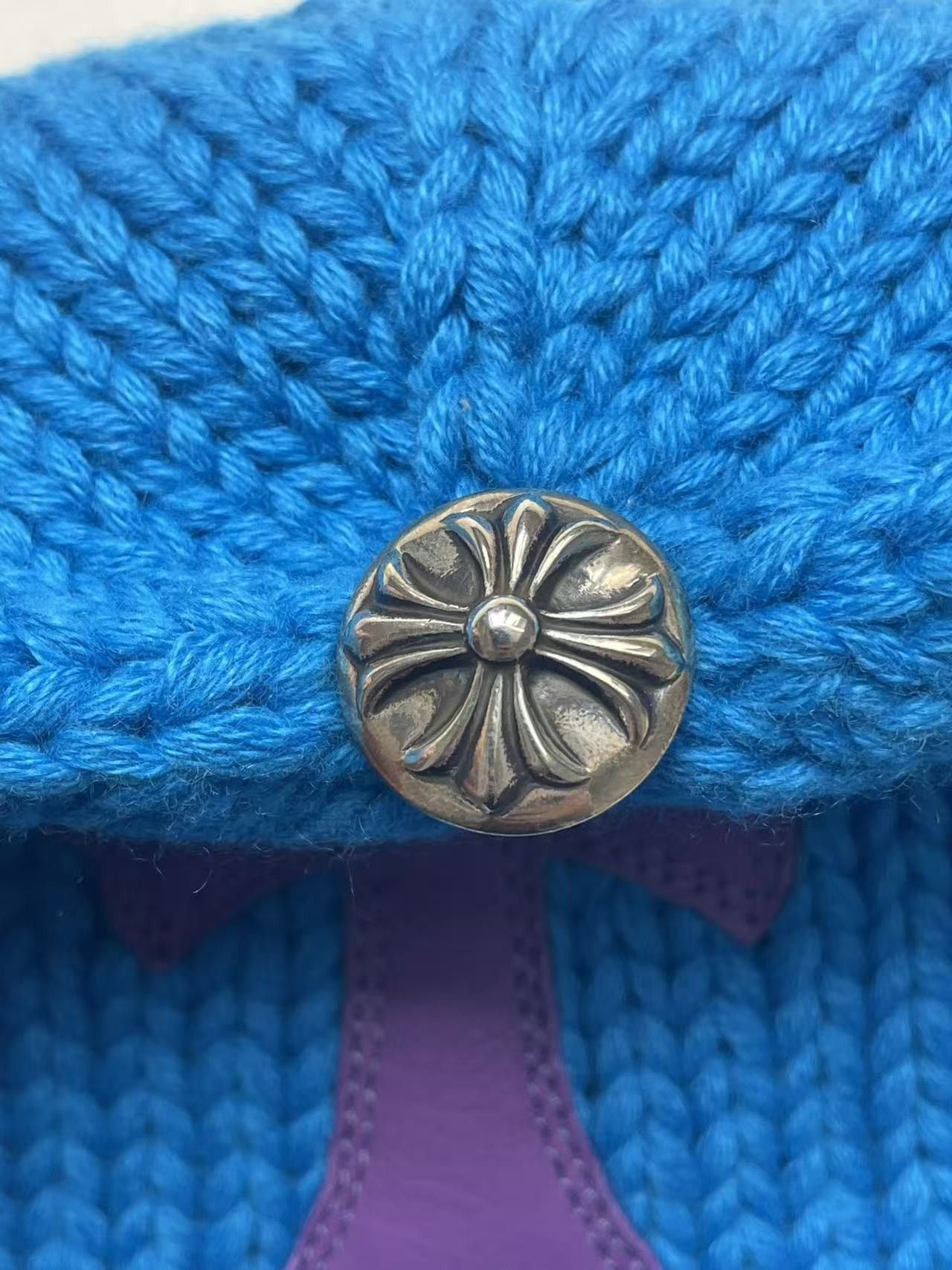 Chrome Hearts Chrome Hearts Cashmere Purple Cross Patch Blue Beanie Size ONE SIZE - 5 Thumbnail