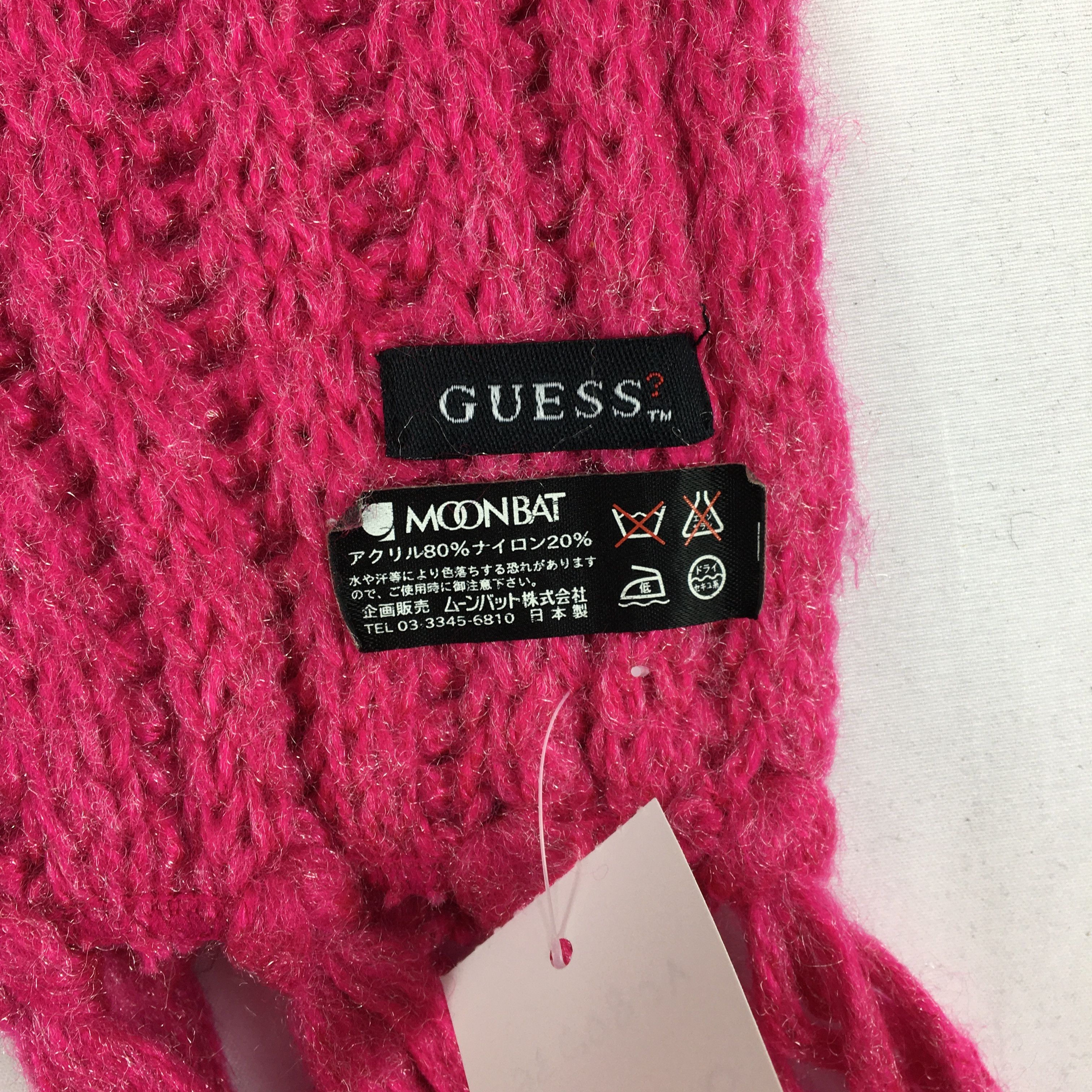 Vintage Guess Scarf Muffler Ribbed Knit Wool Scarves