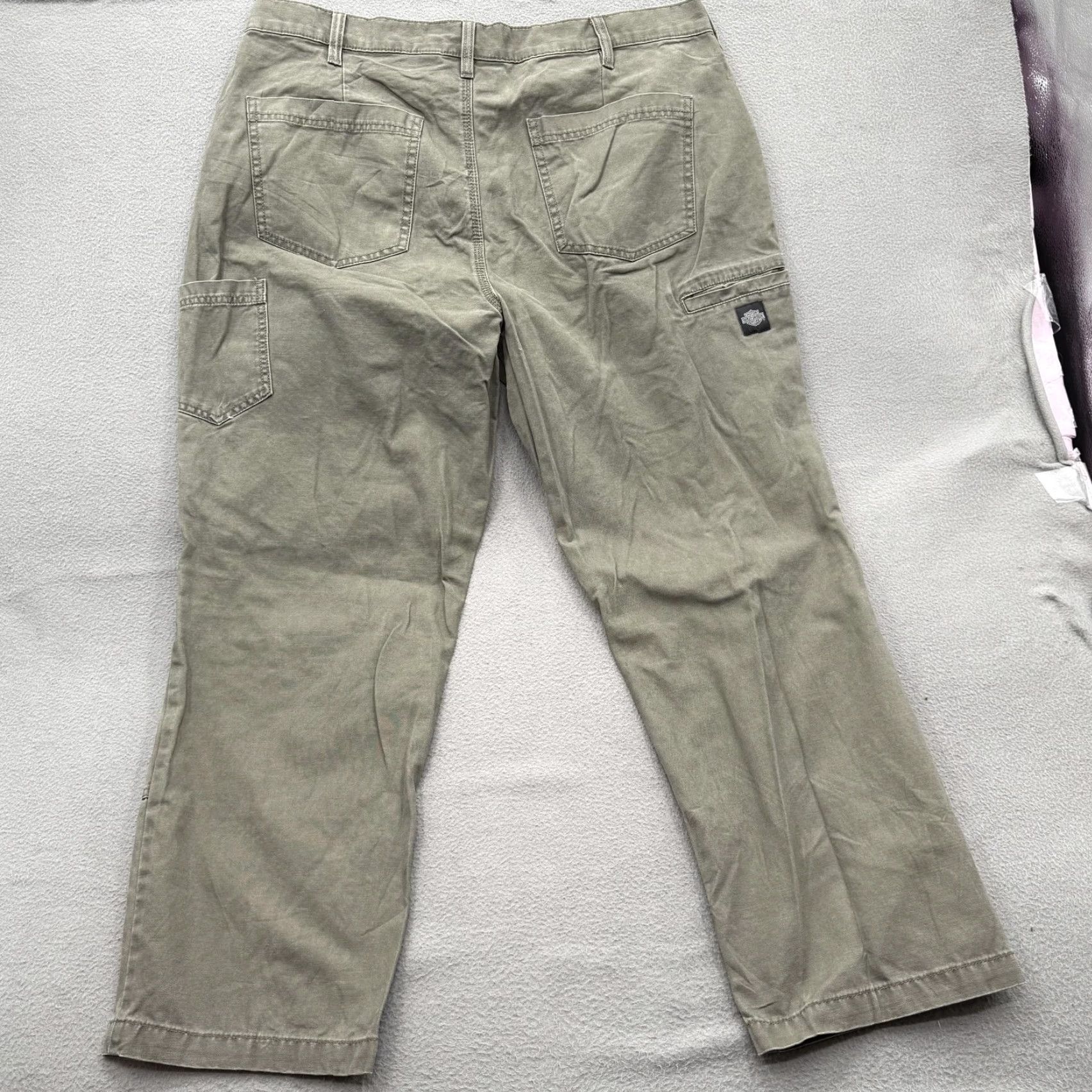 Harley Davidson Harley-Davidson Pants Mens 40x30 Green Canvas Utility Carpenter Workwear Casual Size US 40 / EU 56 - 2 Thumbnail