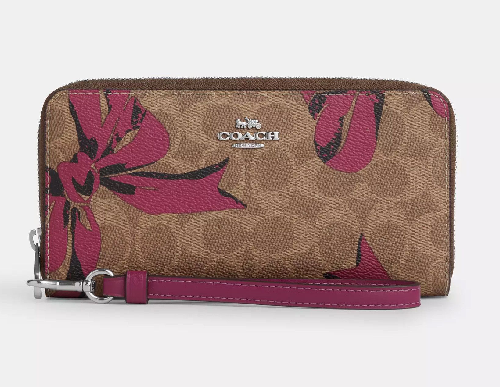 Coach Long Zip Around Wallet In Signature Canvas With Bow CZ326 Size ONE SIZE - 5 Thumbnail