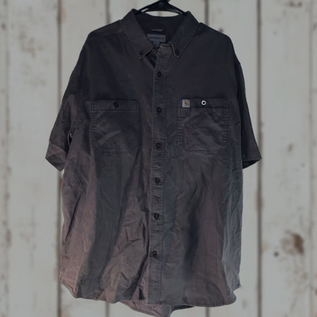 Carhartt Carhartt Gray Canvas Button-Up Shirt Mens XL Relaxed Fit Casual Workwear Short Sleeve Size US XL / EU 56 / 4 - 1 Thumbnail