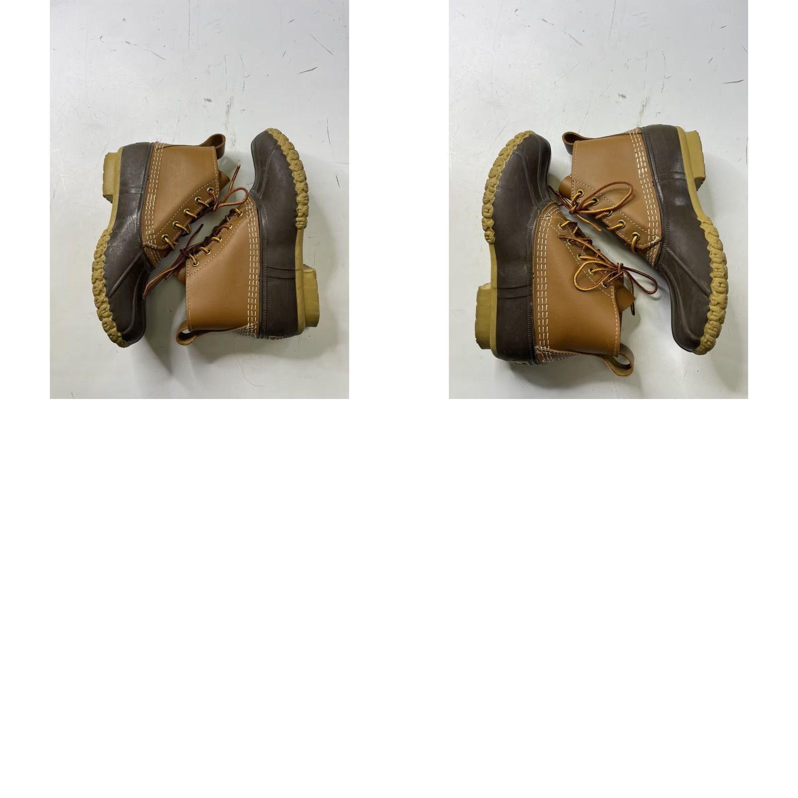 Vintage LL Bean Boots Women's Duck Boot 7M Brown Navy Waterproof Leather Rubber Casual Winter Fall Spring Summer Ankle Boots M Womens Size US 7 / IT 37 - 8 Thumbnail