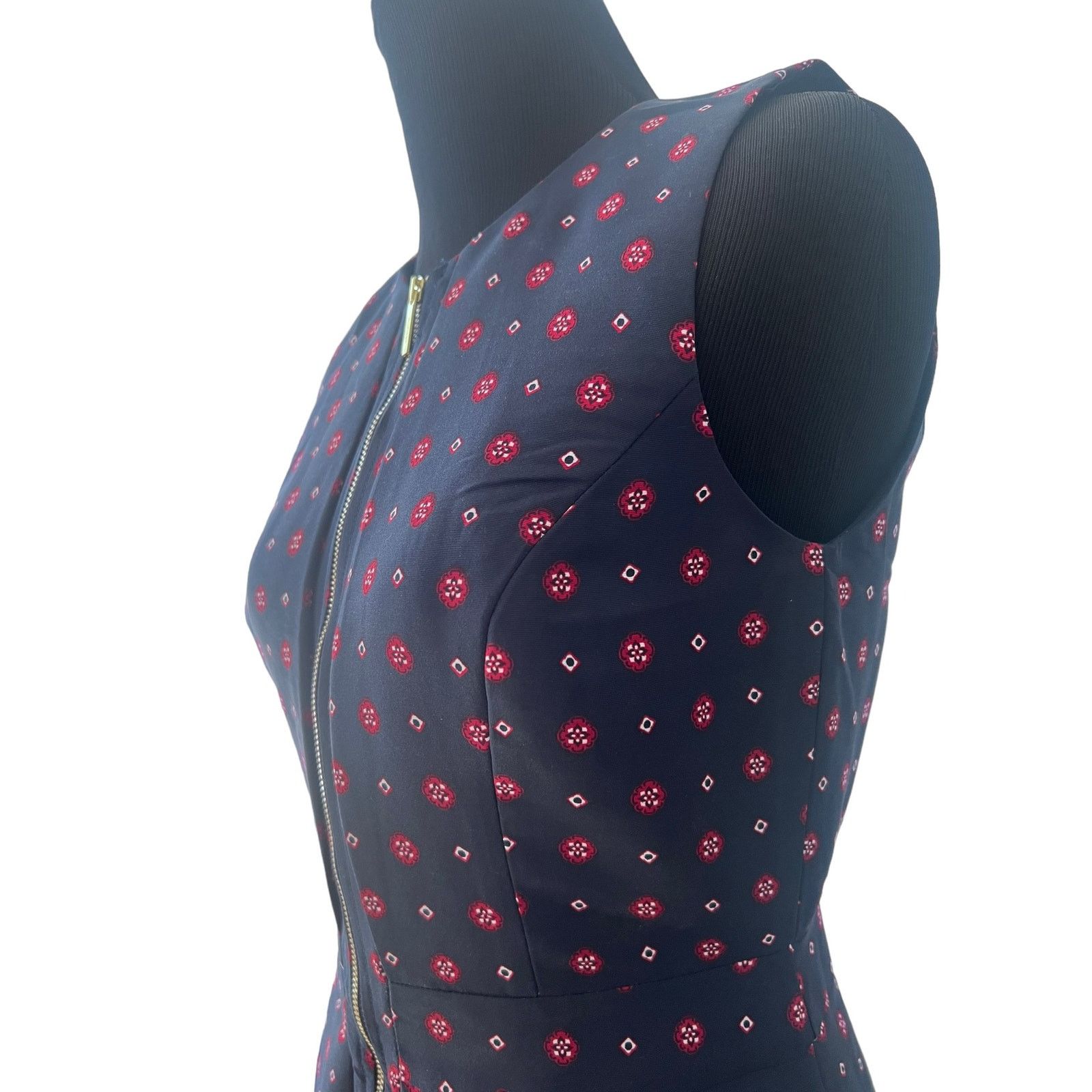 Tommy Hilfiger Tommy Hilfiger A-line Dress Navy Gold Front Zipper Size 0 Size XS / US 0-2 / IT 36-38 - 7 Thumbnail