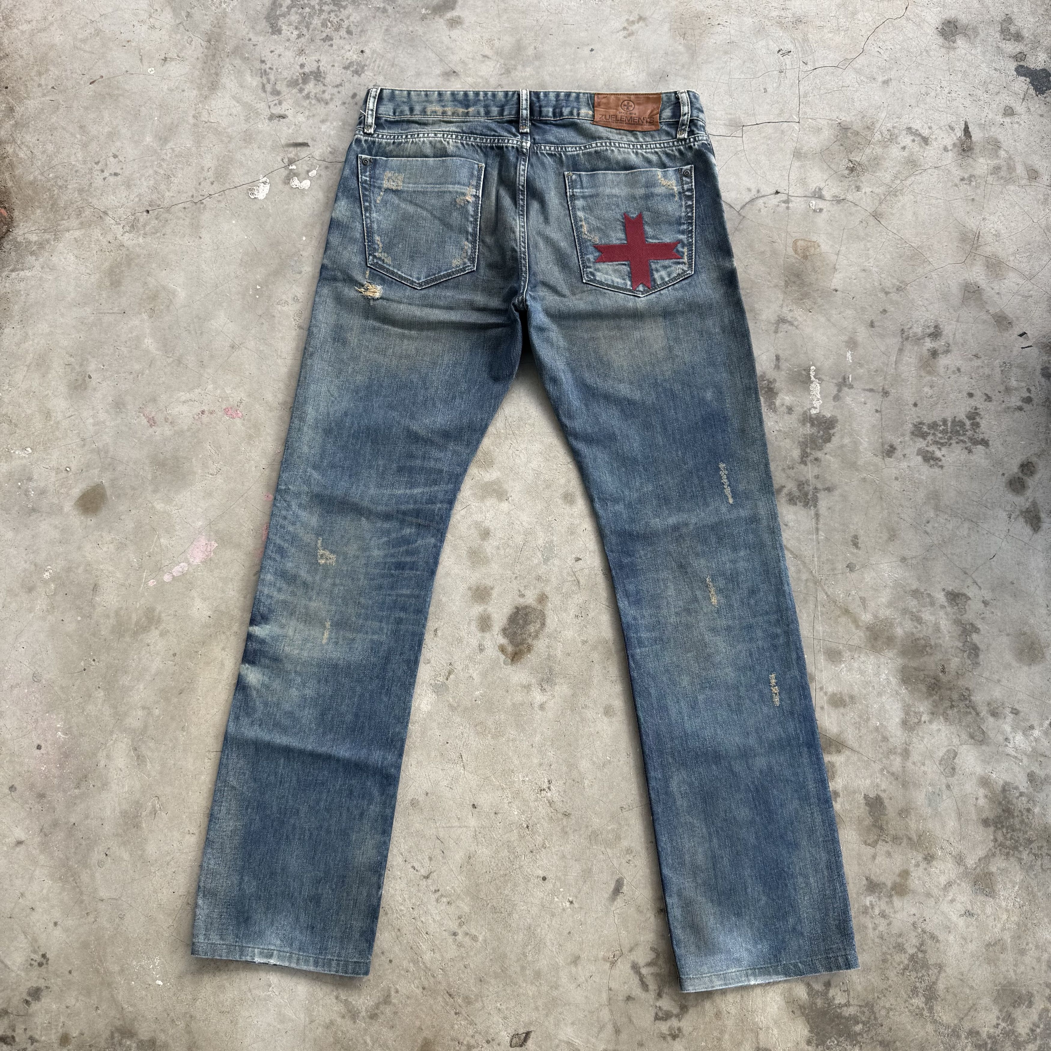 Japanese Brand W34 Vintage Zuelements Faded Rusty Ripped Denim Pants Size US 34 / EU 50 - 3 Thumbnail