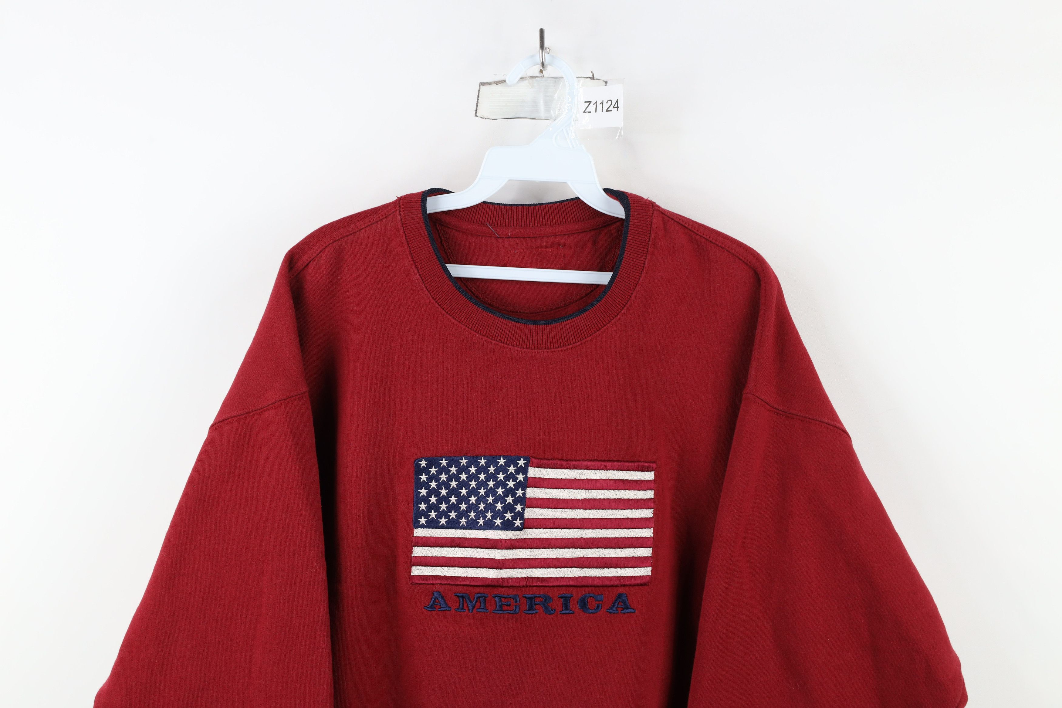 Vintage Vintage 90s Streetwear Spell Out America USA Flag Sweatshirt Size US L / EU 52-54 / 3 - 2 Thumbnail