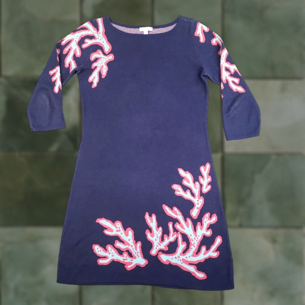 Lilly Pulitzer Lilly Pulitzer Sweater Dress Womens Medium Blue 3/4 Sleeve Pullover Classic Designer Size S / US 4 / IT 40 - 1 Thumbnail