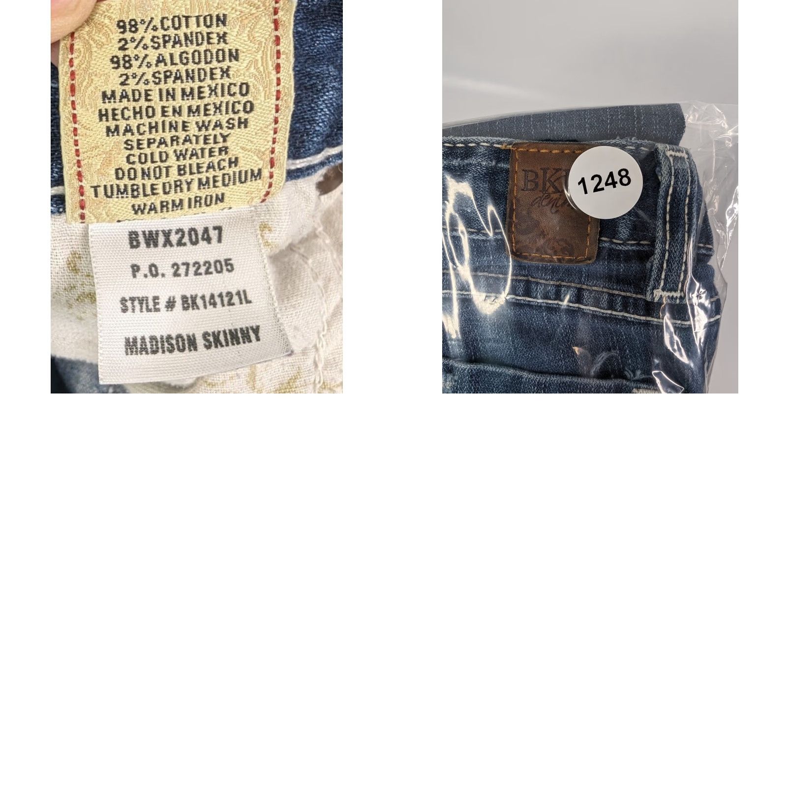 BKE BKE Madison Skinny Stretch Denim Jeans 26 Regular Blue Women Slim Fit BK14121L Size 26" / US 2 / IT 38 - 9 Thumbnail