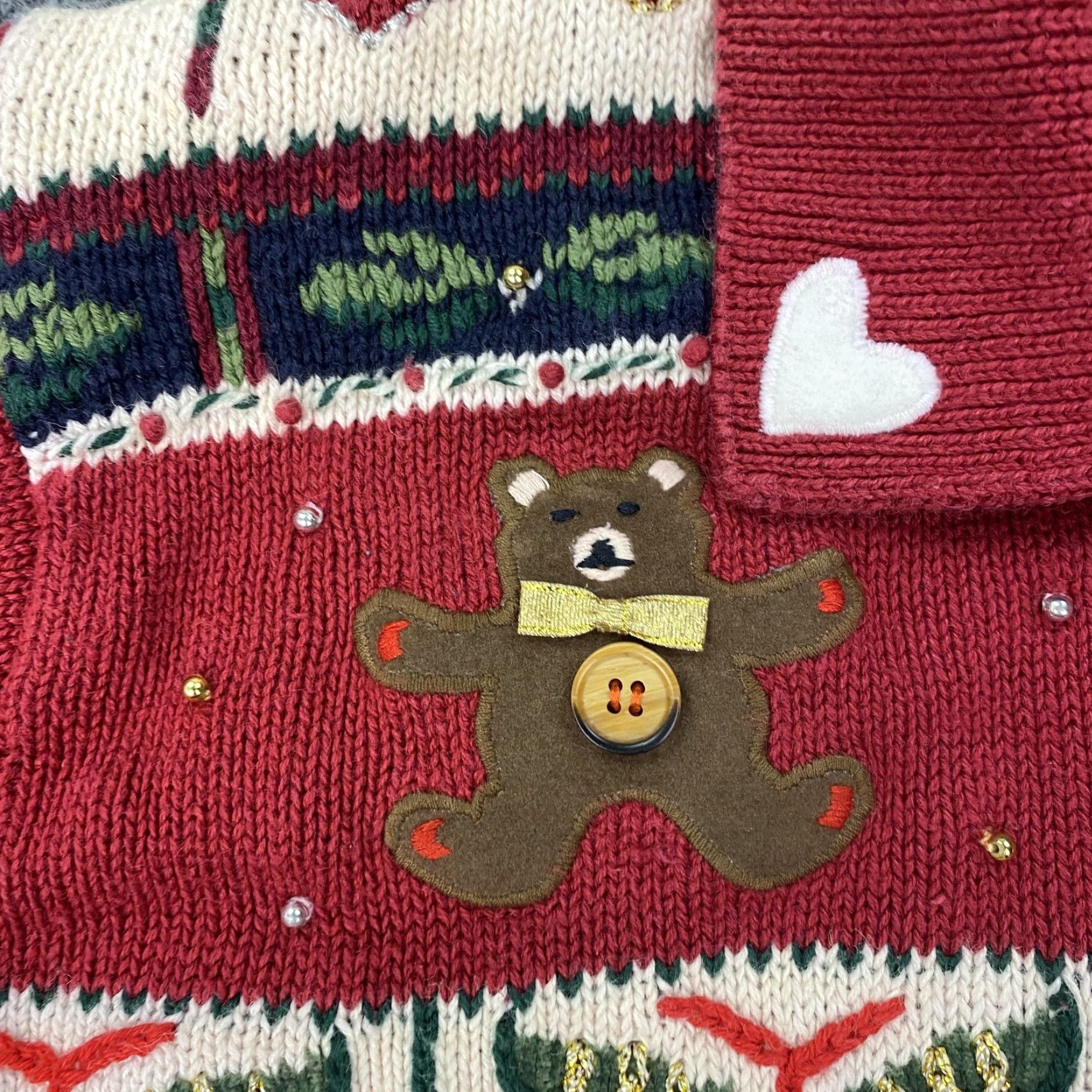 Vintage VINTAGE Karen Scott Sweater Womens Large Red Hand Embroidered Holiday Bears Snowmen Hearts Fair Isle Pullover Christmas Womens Size L / US 10 / IT 46 - 3 Thumbnail