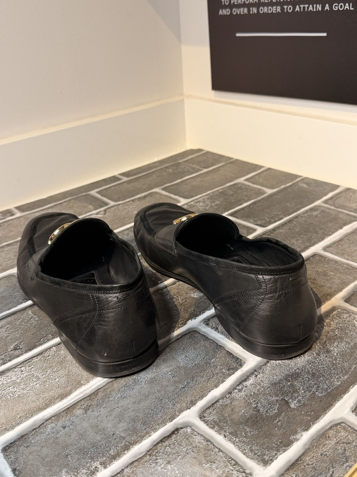Dolce & Gabbana DOLCE & GABBANA BLACK LEATHER DG LOGO LOAFERS SHOES Size US 9.5 / EU 42-43 - 3 Thumbnail