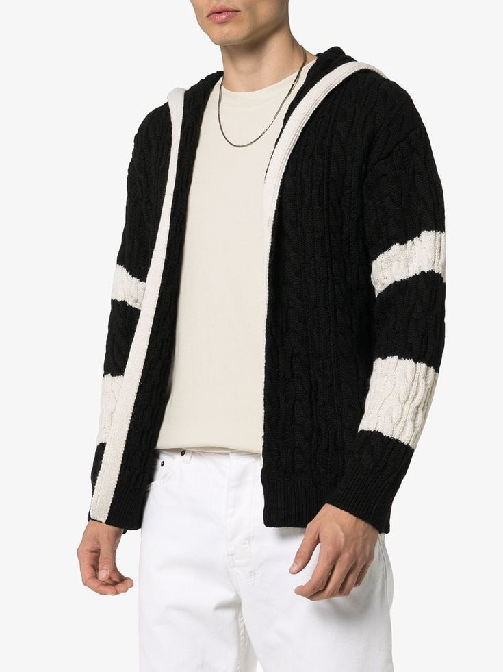Saint Laurent Paris Baja Cable Knit Hooded Cardigan Size US L / EU 52-54 / 3 - 6 Thumbnail