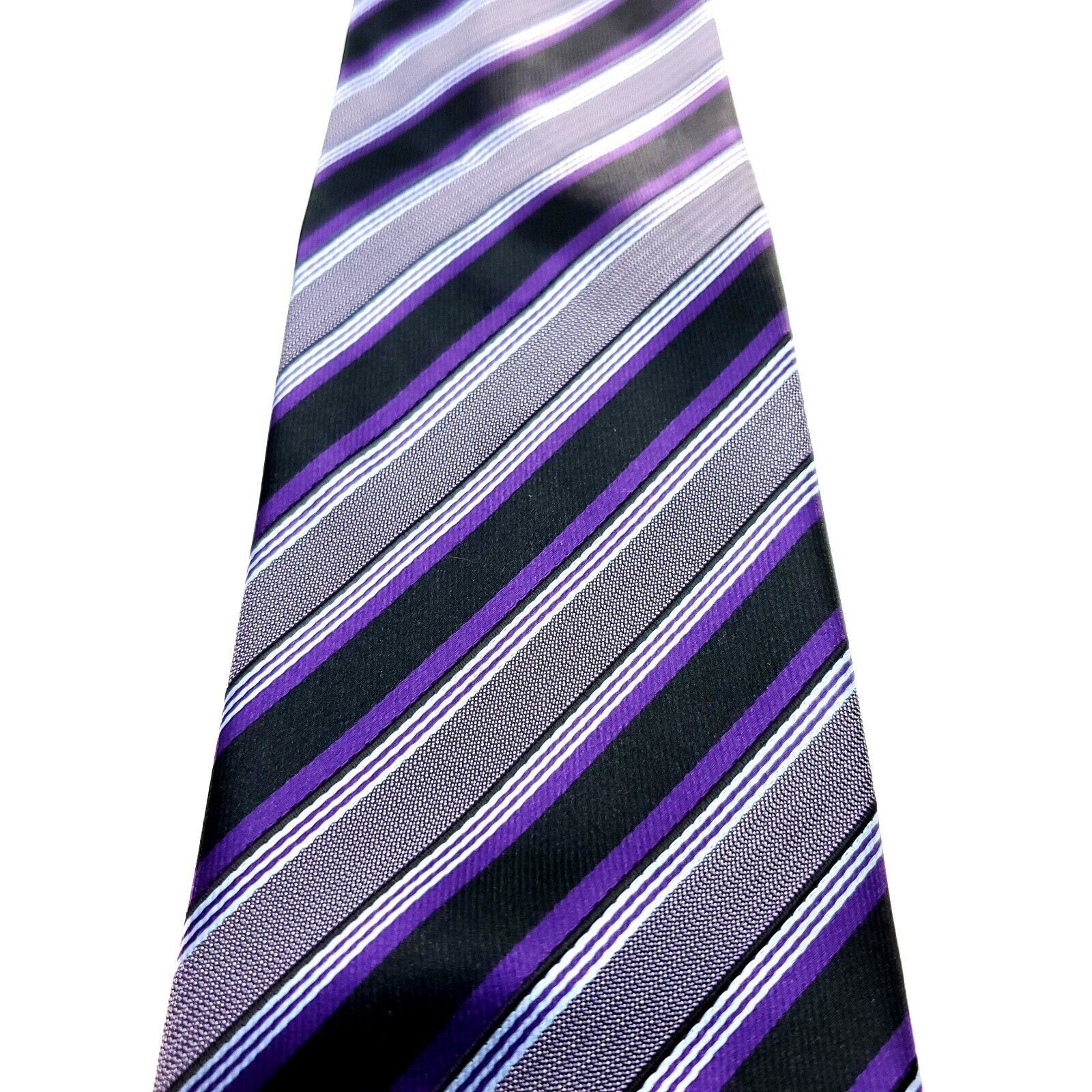 Croft & Barrow Croft & Barrow Purple Silk Tie Woven Skinny Regimental Size ONE SIZE - 2 Thumbnail