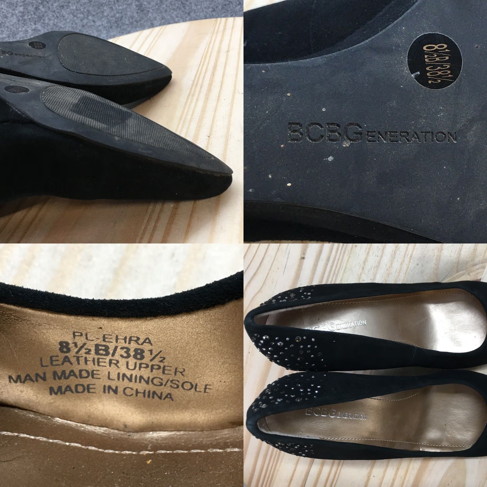 BCBGeneration BCBGeneration Heels Womens 8.5 Studded Slip On Wedge Pumps Black Suede Size US 9 / IT 39 - 9 Thumbnail