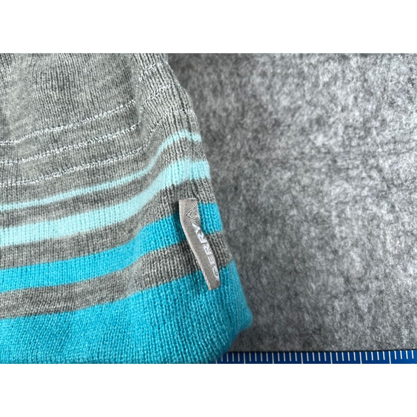 Vintage Gerry Beanie Toque Adult One Size Gray Blue Stripe Knit Acrylic Blend Ski Hat/Cap Unisex Adults Mens Womens Size ONE SIZE - 2 Thumbnail