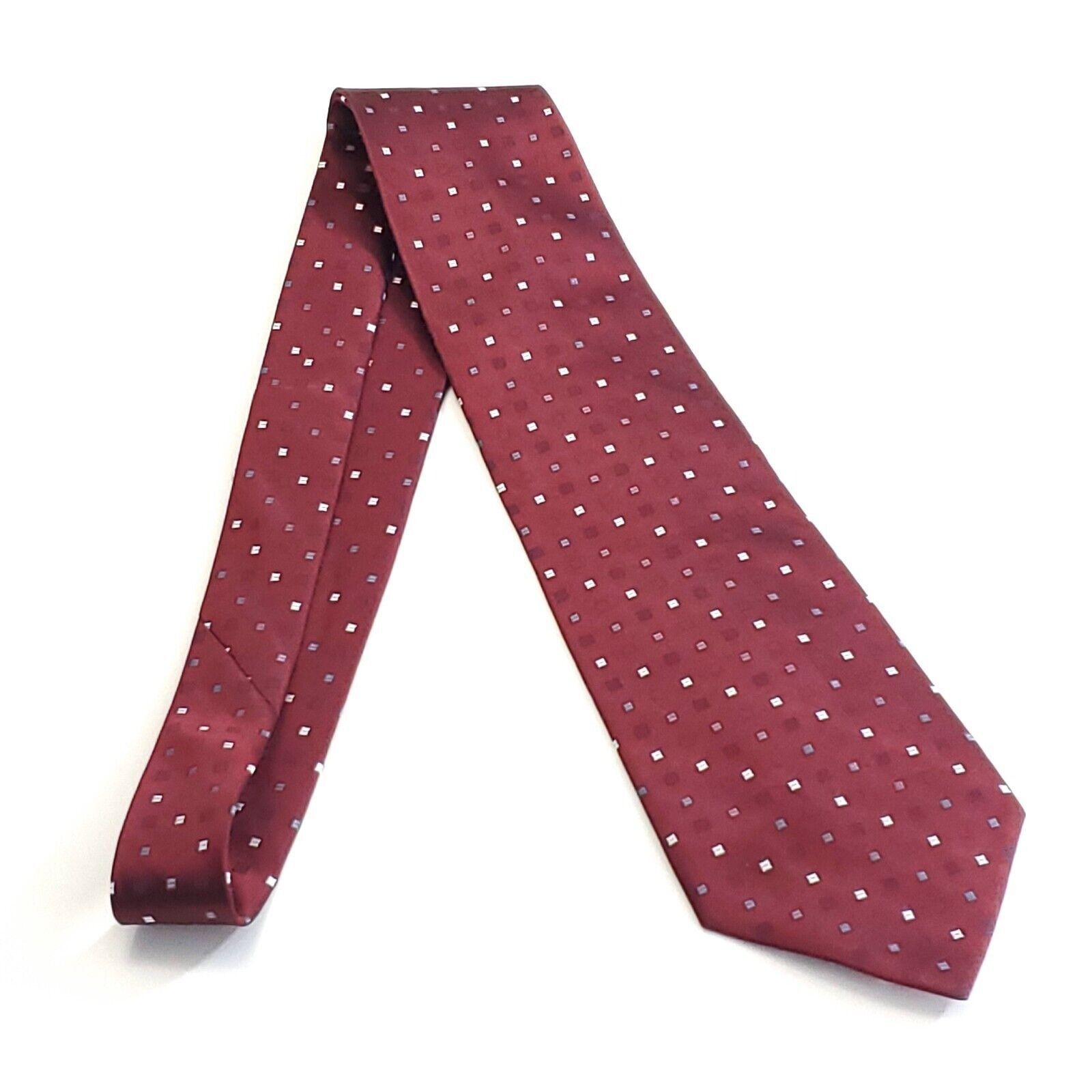 Apt. 9 Apt. 9 Silk Tie Red Burgundy Woven Geometric Gray White Size ONE SIZE - 8 Thumbnail