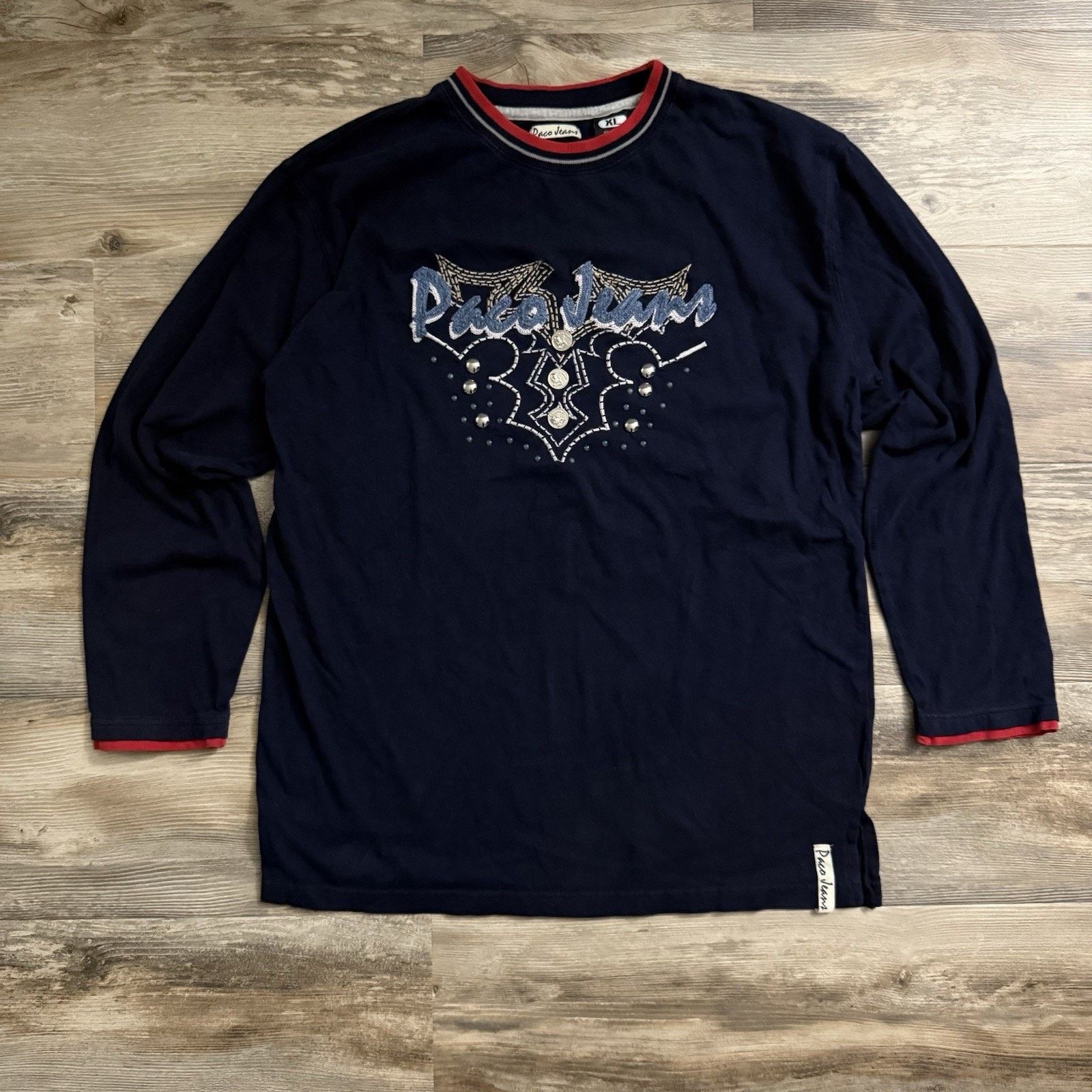 Other Vintage Paco Jeans Y2K Navy Long Sleeve Graphic Shirt XL Size US XL / EU 56 / 4 - 1 Thumbnail
