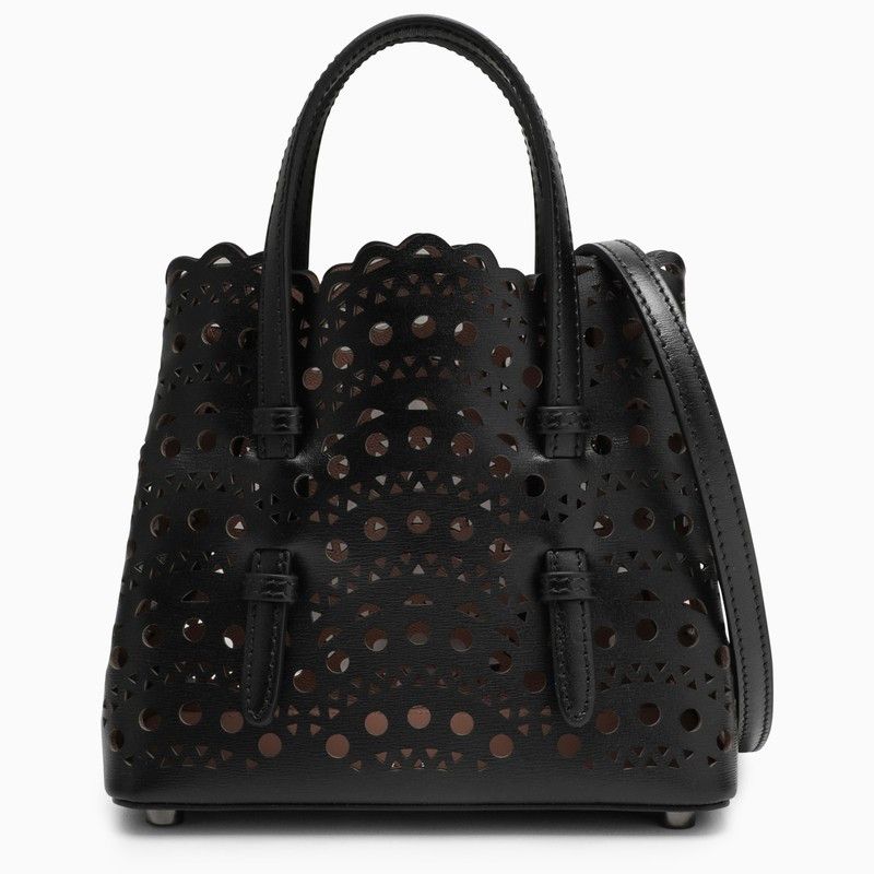 image of Alaia Mina 16 Black Leather Bag, Women's