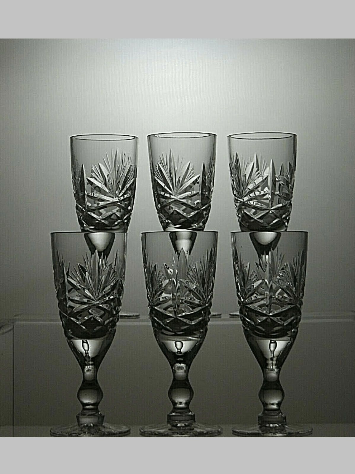 The Unbranded Brand Vintage Lead Crystal Cut Glass Set Of 6 Liqueur Glasses Size ONE SIZE - 1 Thumbnail