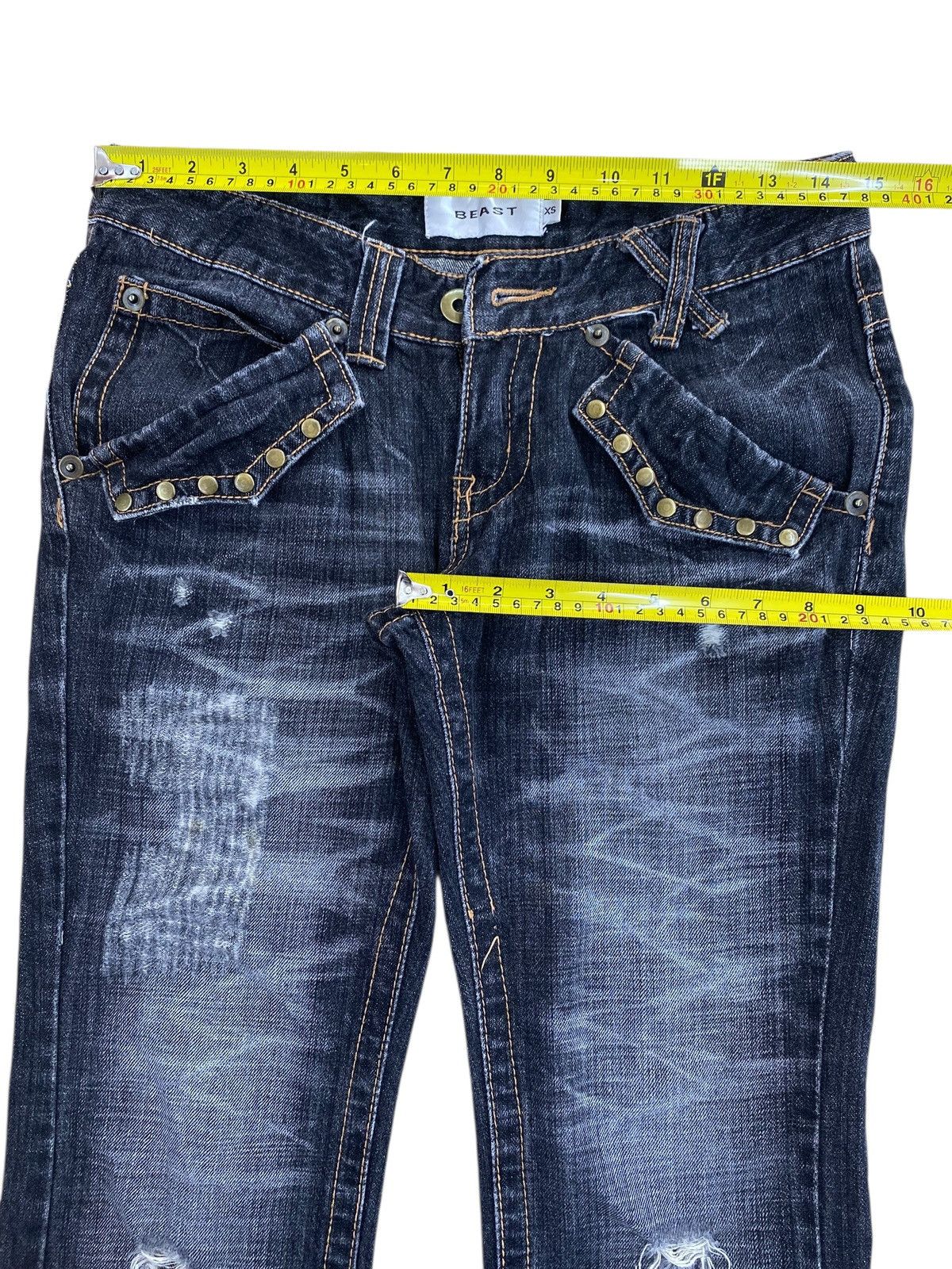 Japanese Brand Japanese Brand Beast Faded Wash Studded Ripped Flare Jeans Size US 30 / EU 46 - 9 Thumbnail