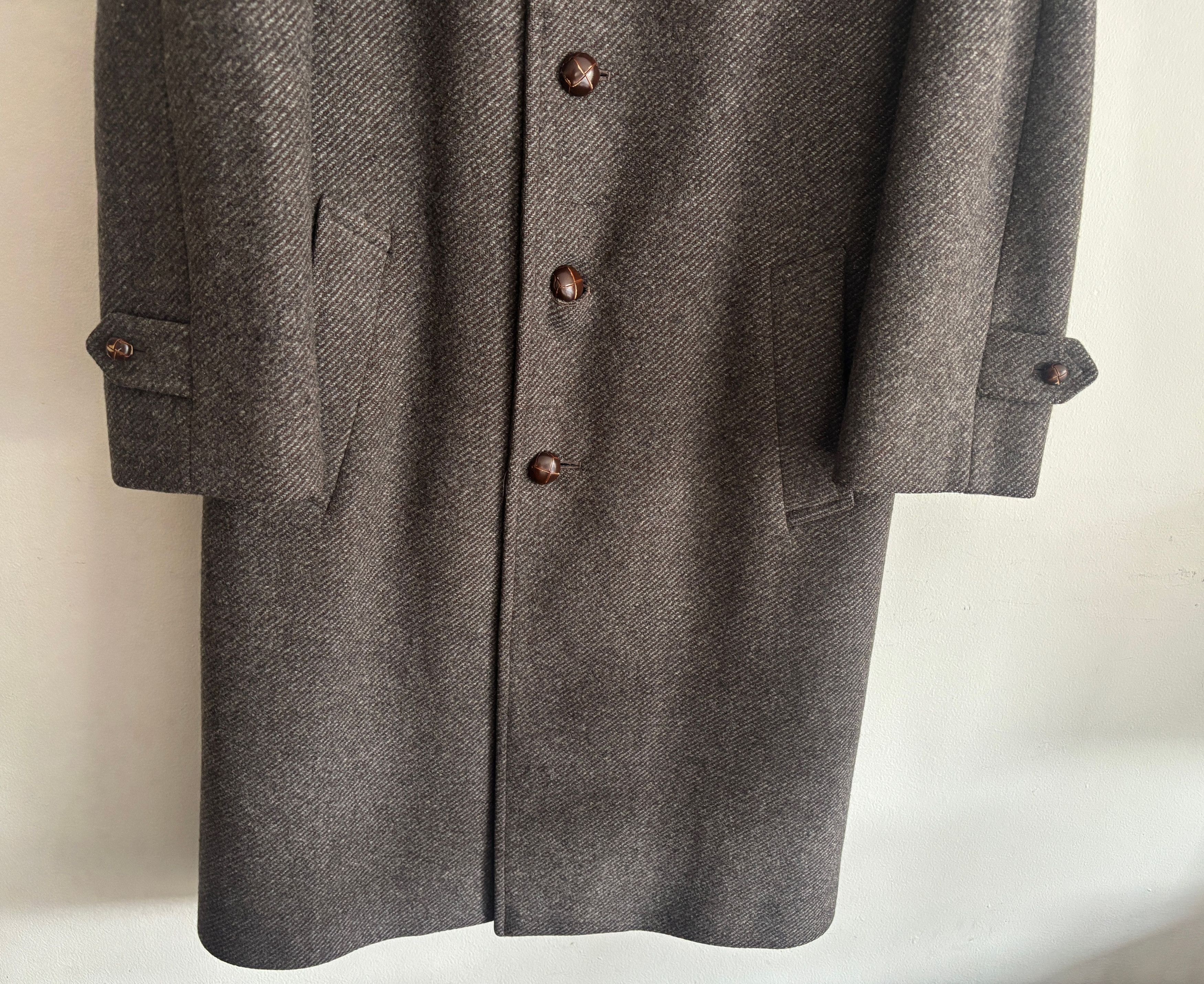 Aquascutum Grey Brown Belted Wool Tweed Overcoat --36-38 Short/ Small Size US S / EU 44-46 / 1 - 7 Thumbnail