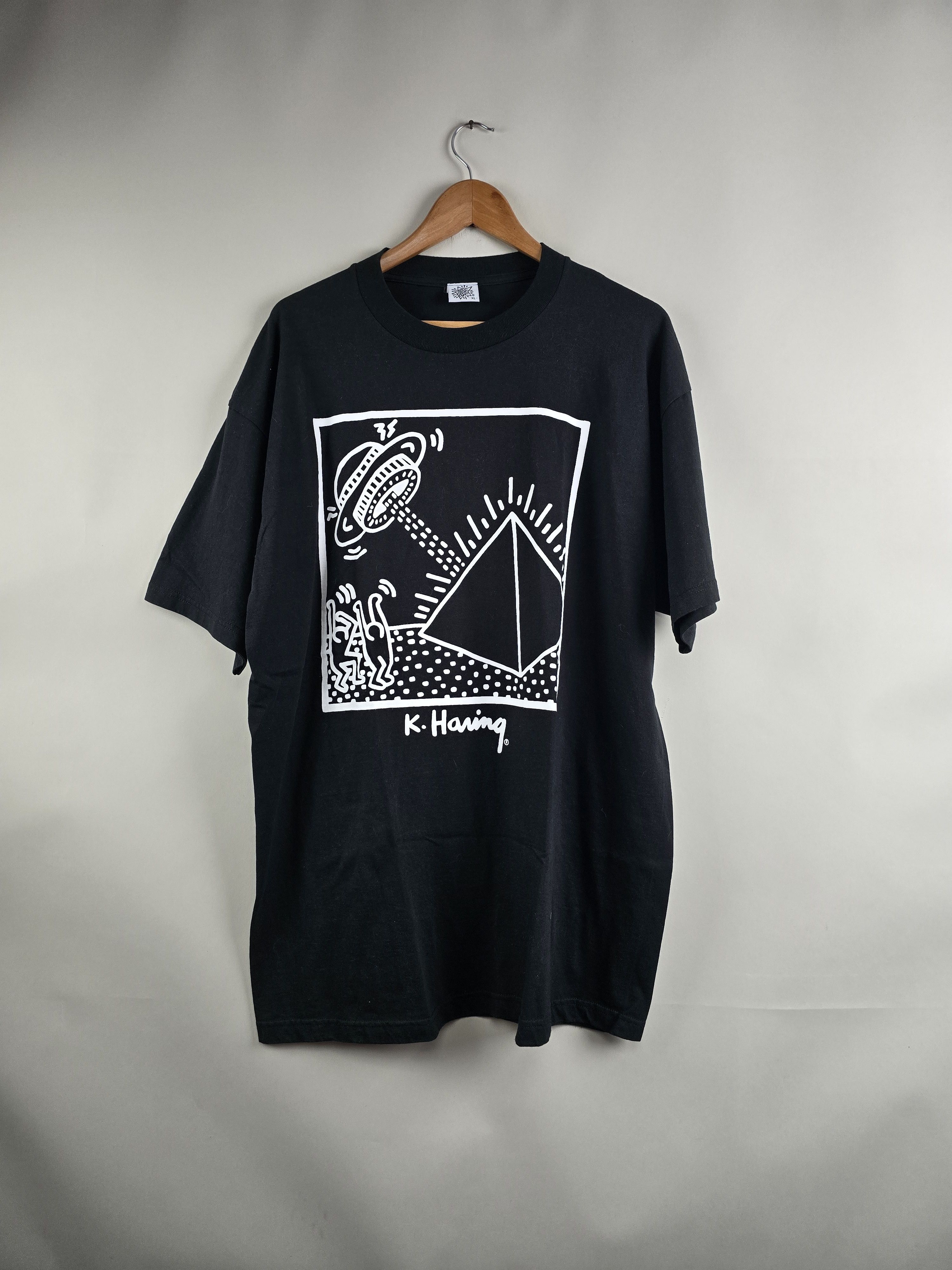 Keith Haring × Vintage 80s Keith Haring Pop Shop UFO Pyramid Art Tee 2XL 24" 33" Size US XXL / EU 58 / 5 - 1 Thumbnail