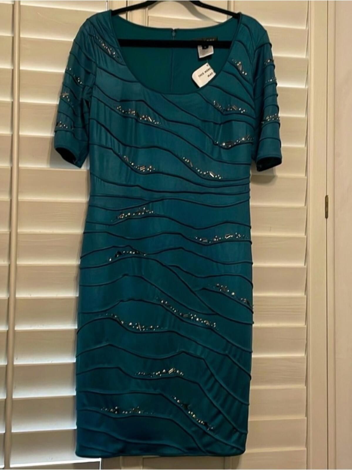 Other Todashi Teal Embellished Sheath Dress Size M / US 6-8 / IT 42-44 - 2 Thumbnail