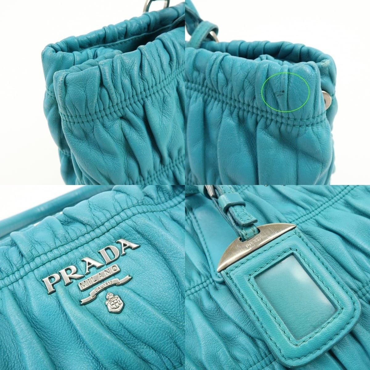 Prada Prada Ruched Lambskin Shoulder Bag Blue Size ONE SIZE - 6 Thumbnail