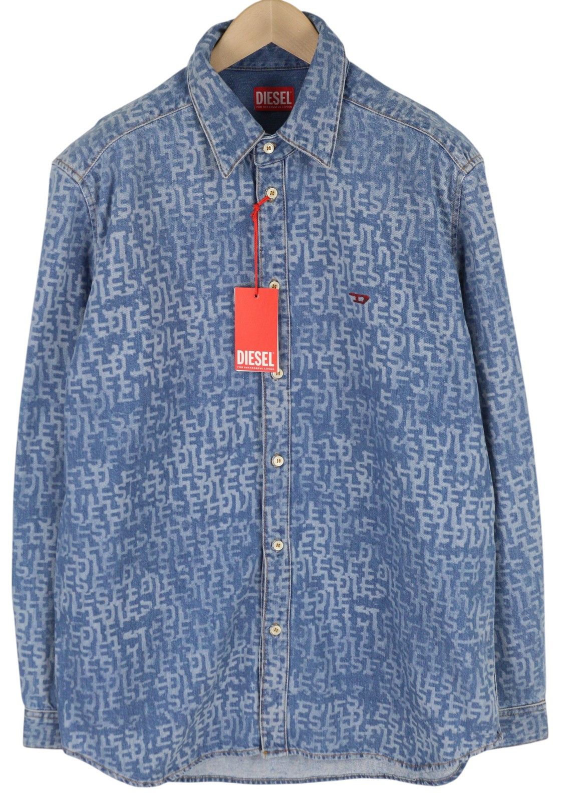 Diesel D-SIMPLY L Blue Denim Neck Shirt 85375 Size US L / EU 52-54 / 3 - 1 Thumbnail