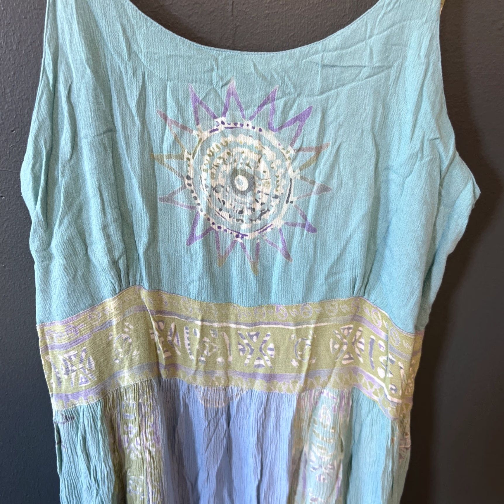 Vintage VINTAGE Ulla Popken Fairy Dress SleeveLESS Green 12-14 A-Line Bohemian 90s Womens Lined Dress Long, Rayon Size XL / US 12-14 / IT 48-50 - 2 Thumbnail
