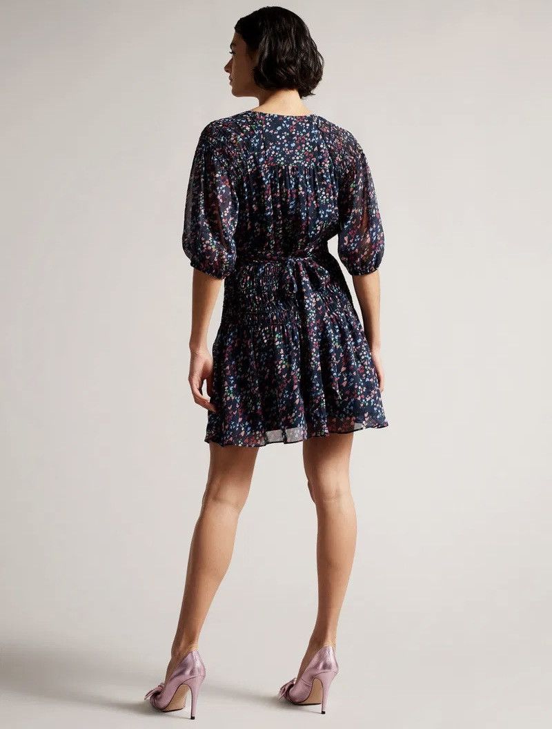 Ted Baker Ted Baker Mini Dress Womens Navy Casadee Smock Panel Wrap Size XS / US 0-2 / IT 36-38 - 5 Thumbnail