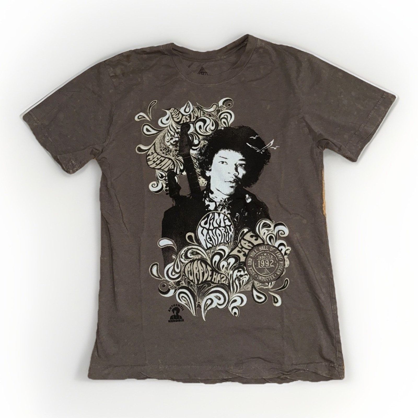 Band Tees × Vintage Jimi Hendrix Rock & Roll Hall of Fame T-Shirt Taupe M 17x24 Size US M / EU 48-50 / 2 - 1 Thumbnail
