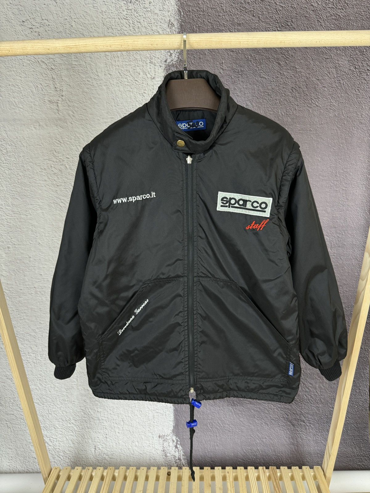 Vintage Sparco 2 in 1 vintage racing France big logo nylon jacket Size US S / EU 44-46 / 1 - 1 Thumbnail