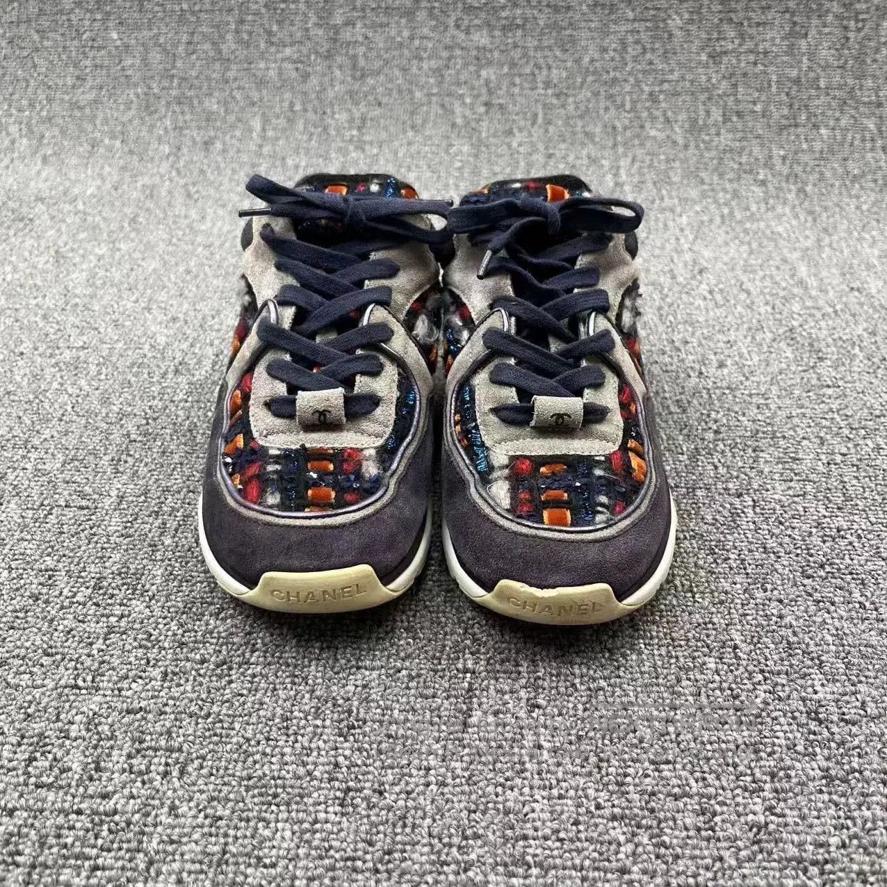Chanel chanel purple tweed logo casual sneakers. Size US 5 / IT 35 - 2 Thumbnail
