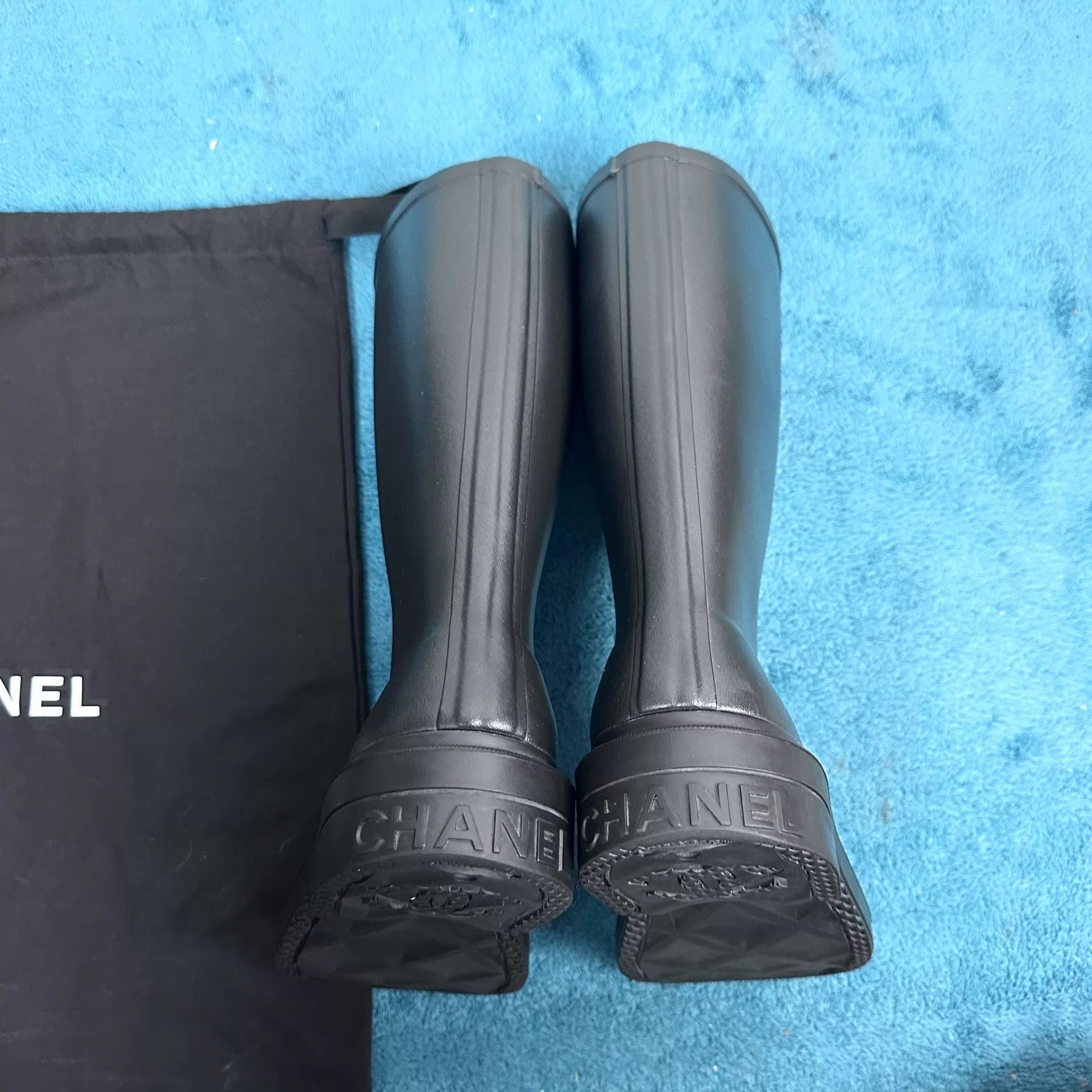 Chanel Chanel 25S rubber knee-high boots black size 39 MINT Size US 8.5 / IT 38.5 - 4 Thumbnail