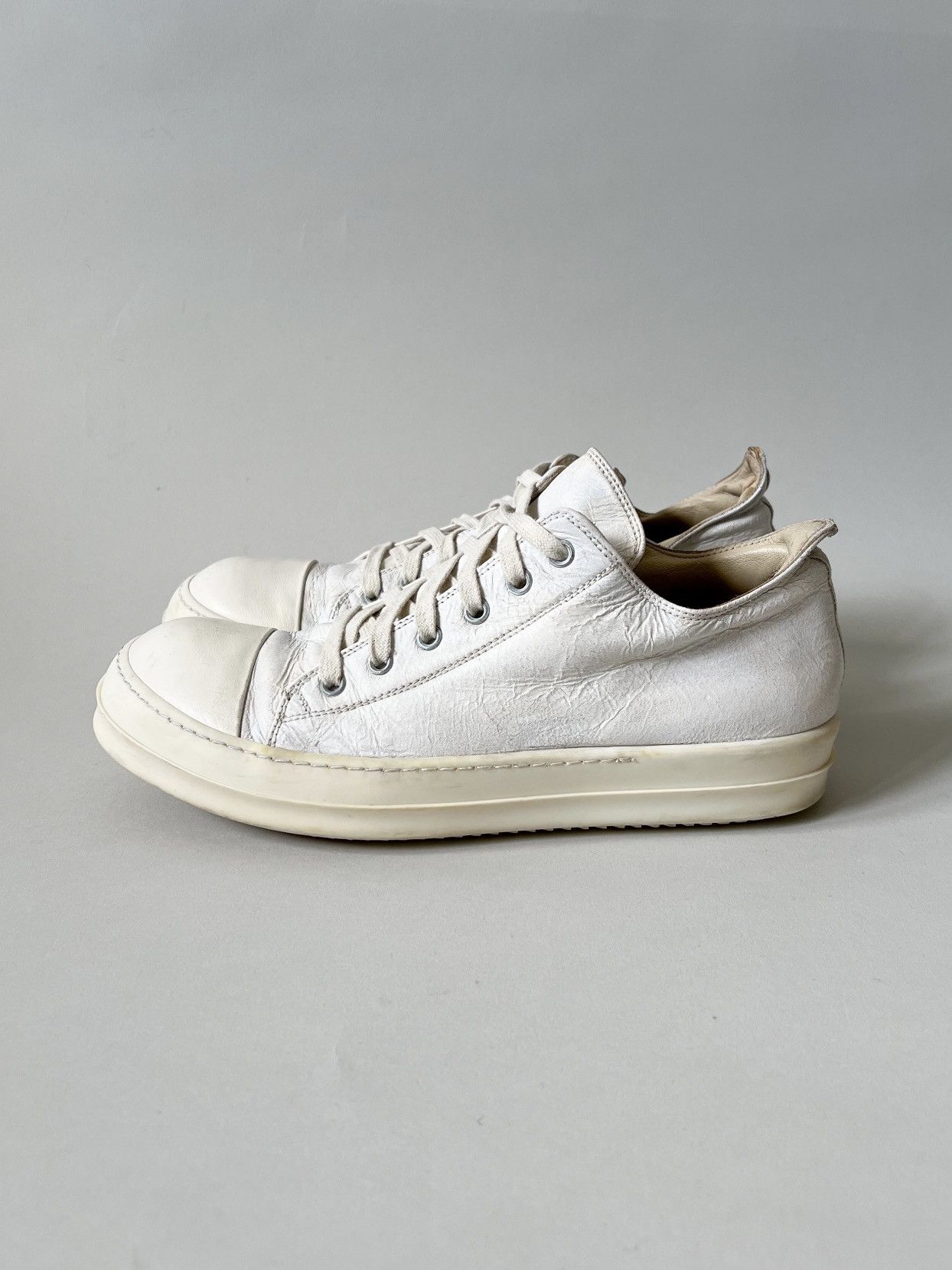 Rick Owens Rick Owens White Painted Leather Low Ramones Size US 8 / EU 41 - 4 Thumbnail