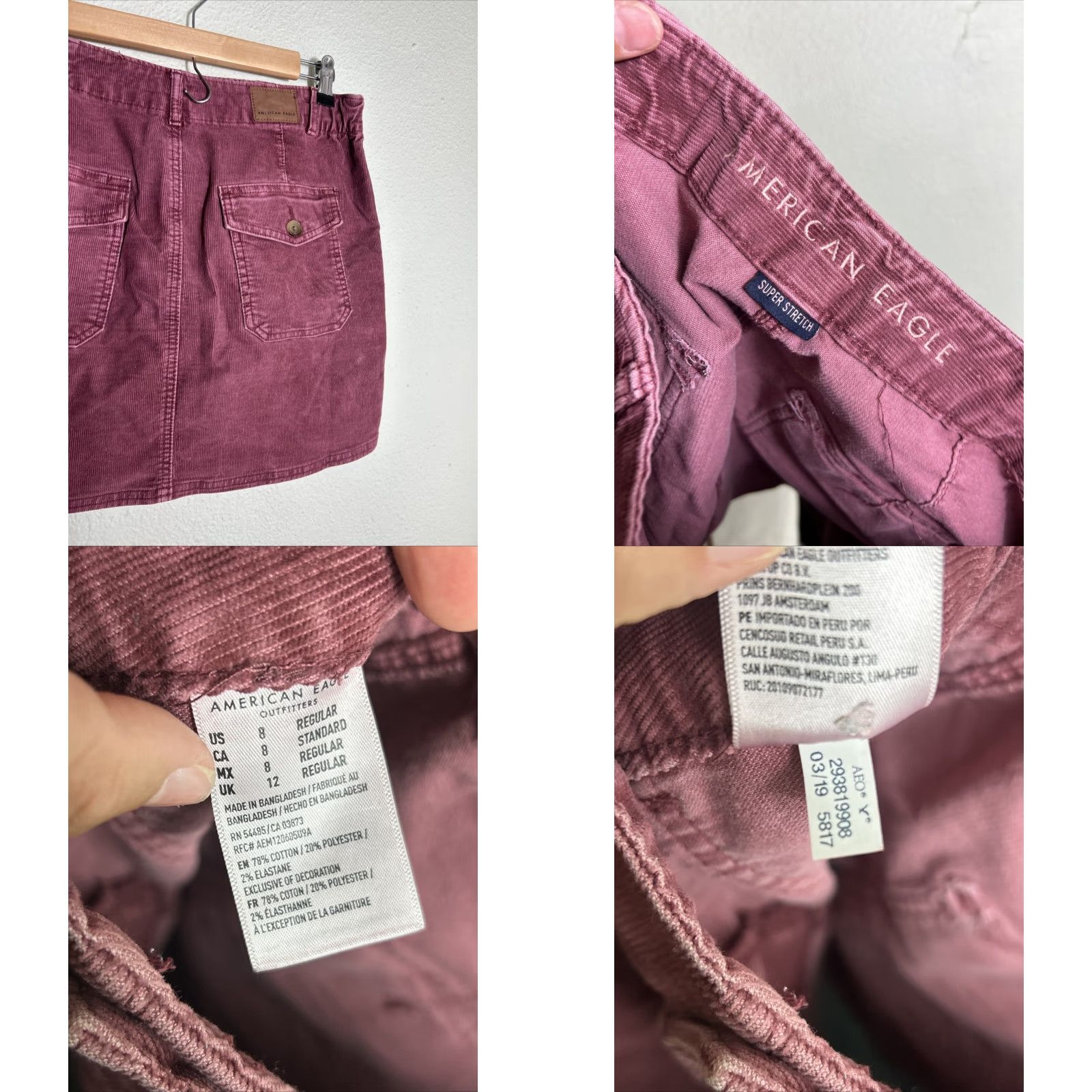 American Eagle Outfitters VINTAGE American Eagle Skirt Women 8 Corduroy Rose A-Line Short Stretch 32X16 Pink Size 30" / US 8 / IT 44 - 8 Thumbnail