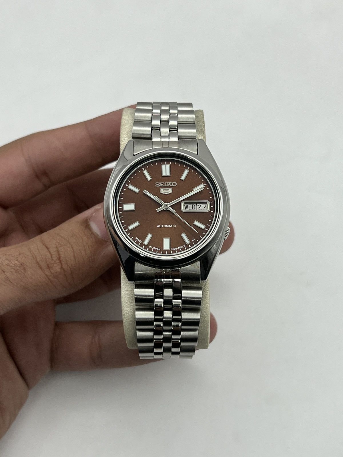 Seiko SEIKO5 SNX447 BROWN Sunburst Dial Automatic 17 Jewels Japan. Size 36 - 6 Thumbnail