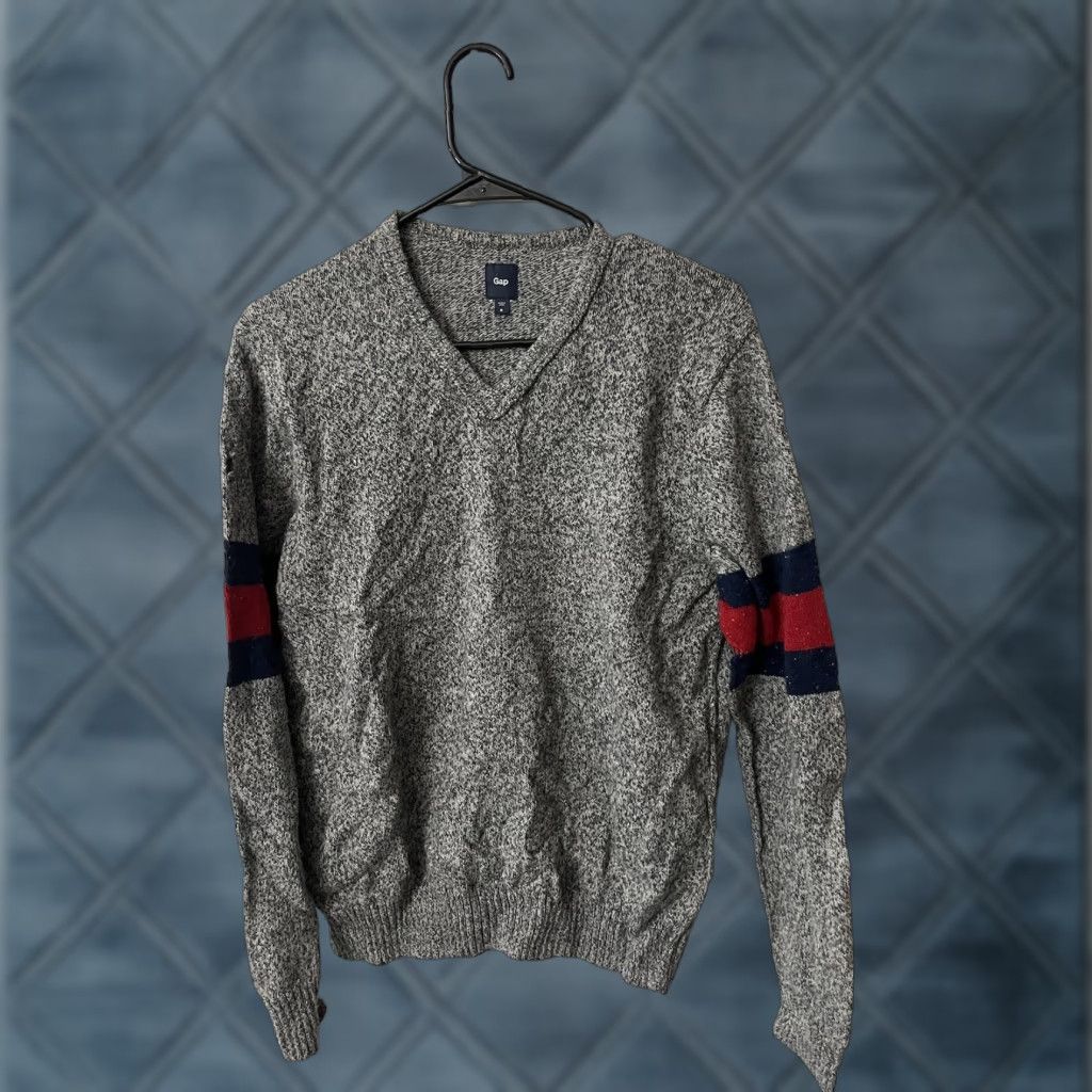 Gap Gap Sweater Mens Medium Charcoal Gray Cotton Wool Blend V-Neck Long Sleev Size US M / EU 48-50 / 2 - 1 Thumbnail