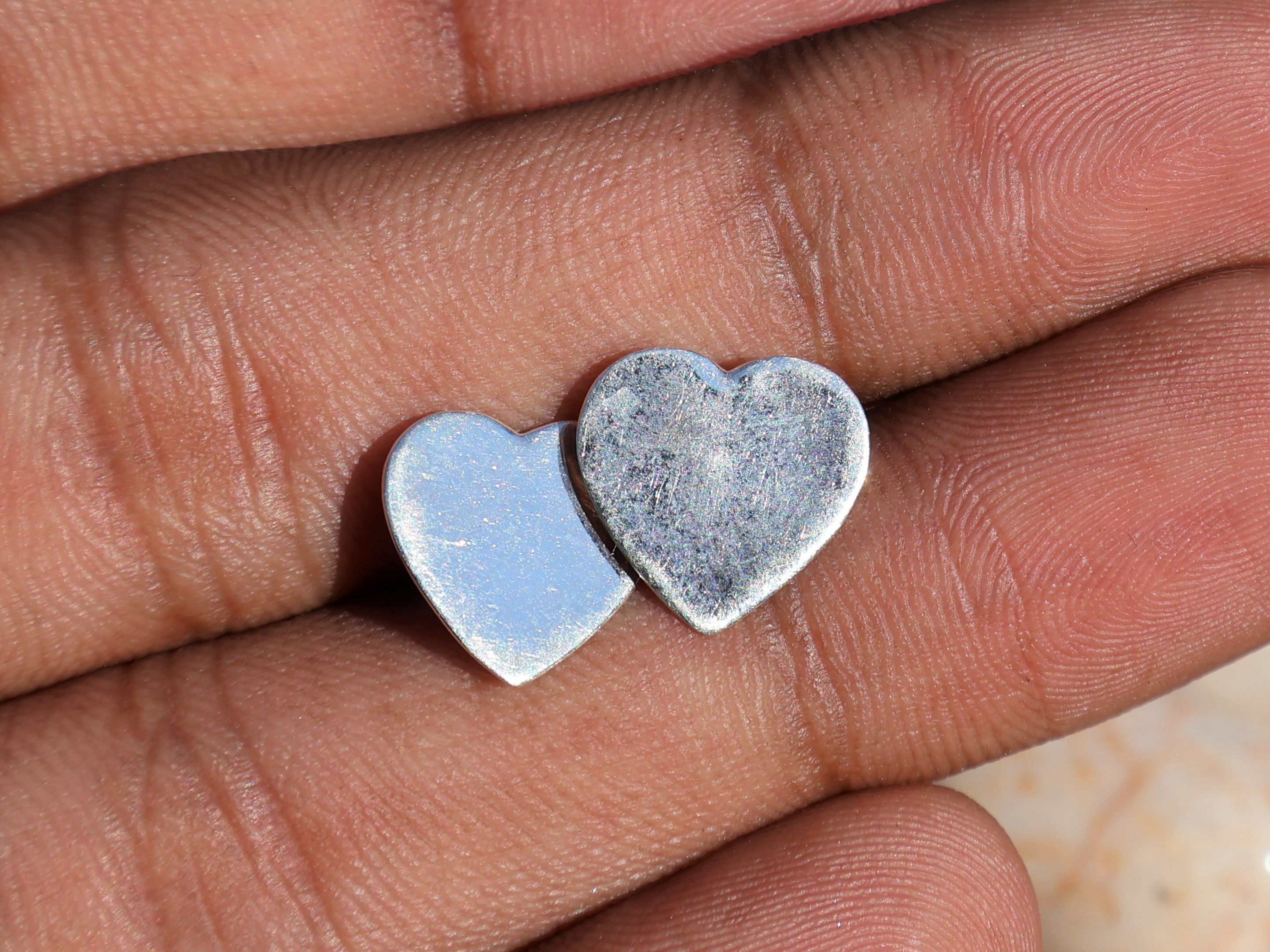 Handmade Silver Heart Shape Stud Earring, Sterling Silver Handmade, Size ONE SIZE - 7 Thumbnail