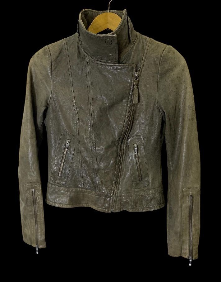 Distressed Mackage Lamb Leather Biker Jacket Women