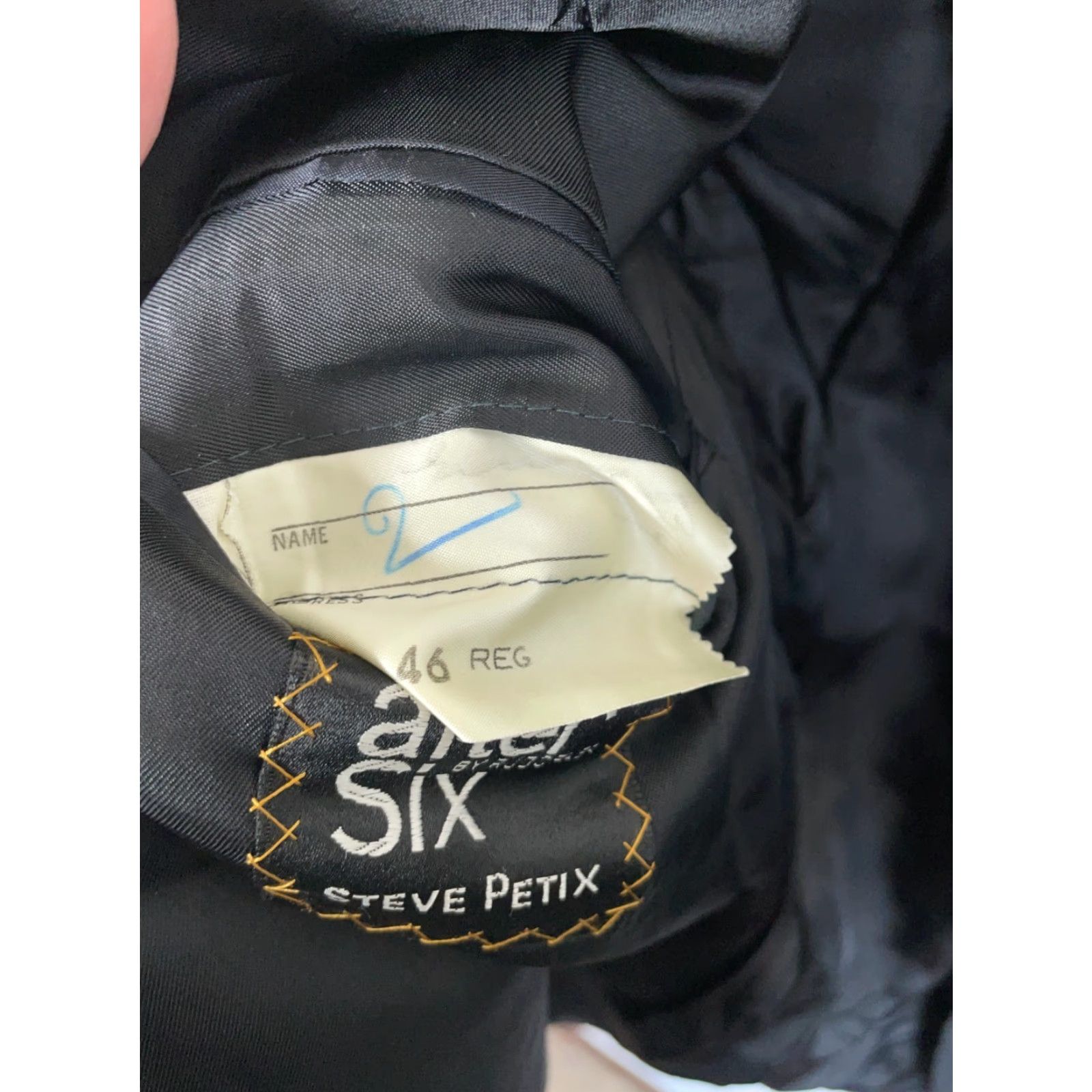 Vintage VINTAGE 70s Era Tuxedo Jacket Men’s 44 Regular Black Geometric Pattern Lapel USA Made After Six One Button Adults Mens Size 44R - 6 Thumbnail