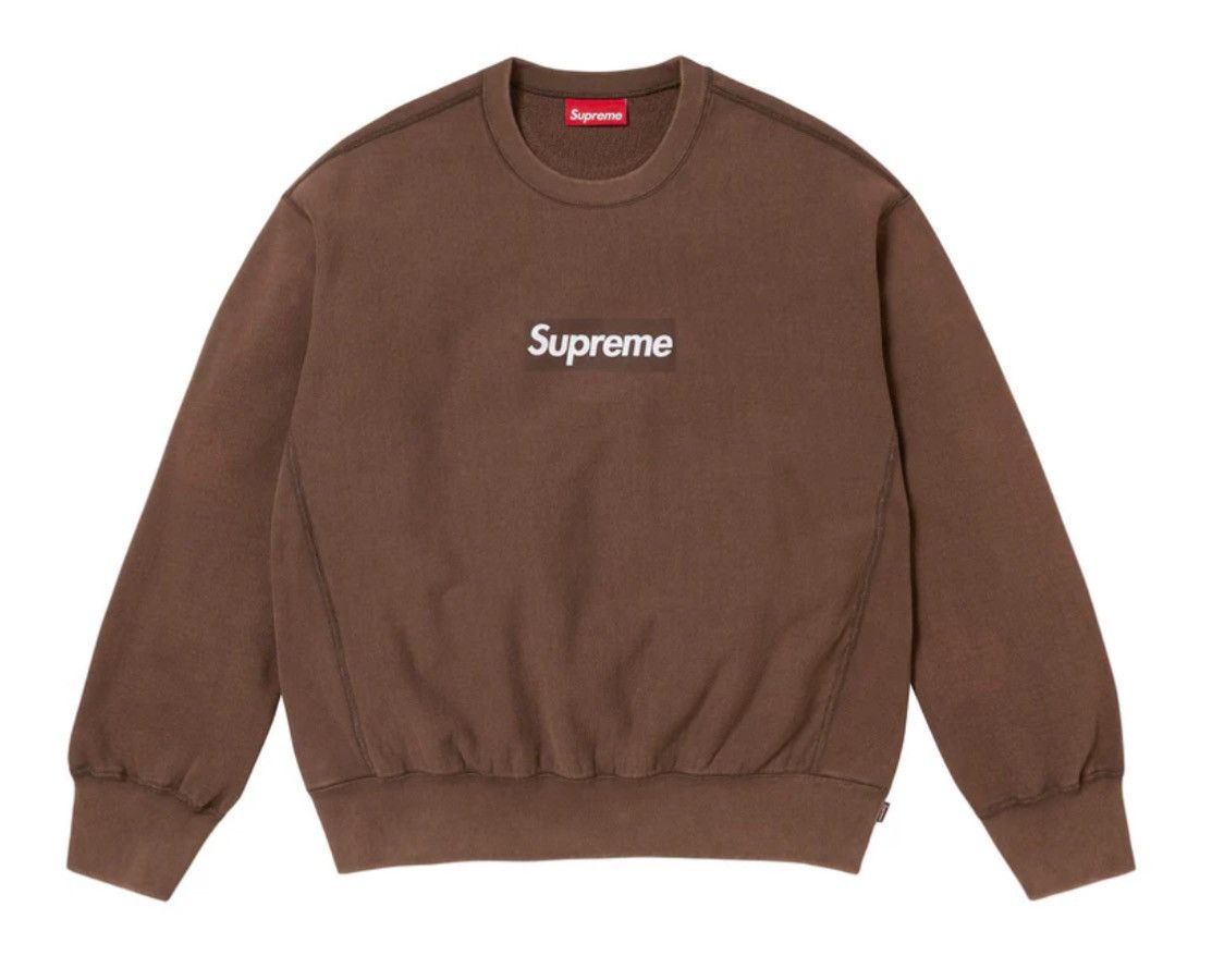 Supreme Supreme Washed Box Logo Crewneck Brown Large Size US L / EU 52-54 / 3 - 6 Thumbnail