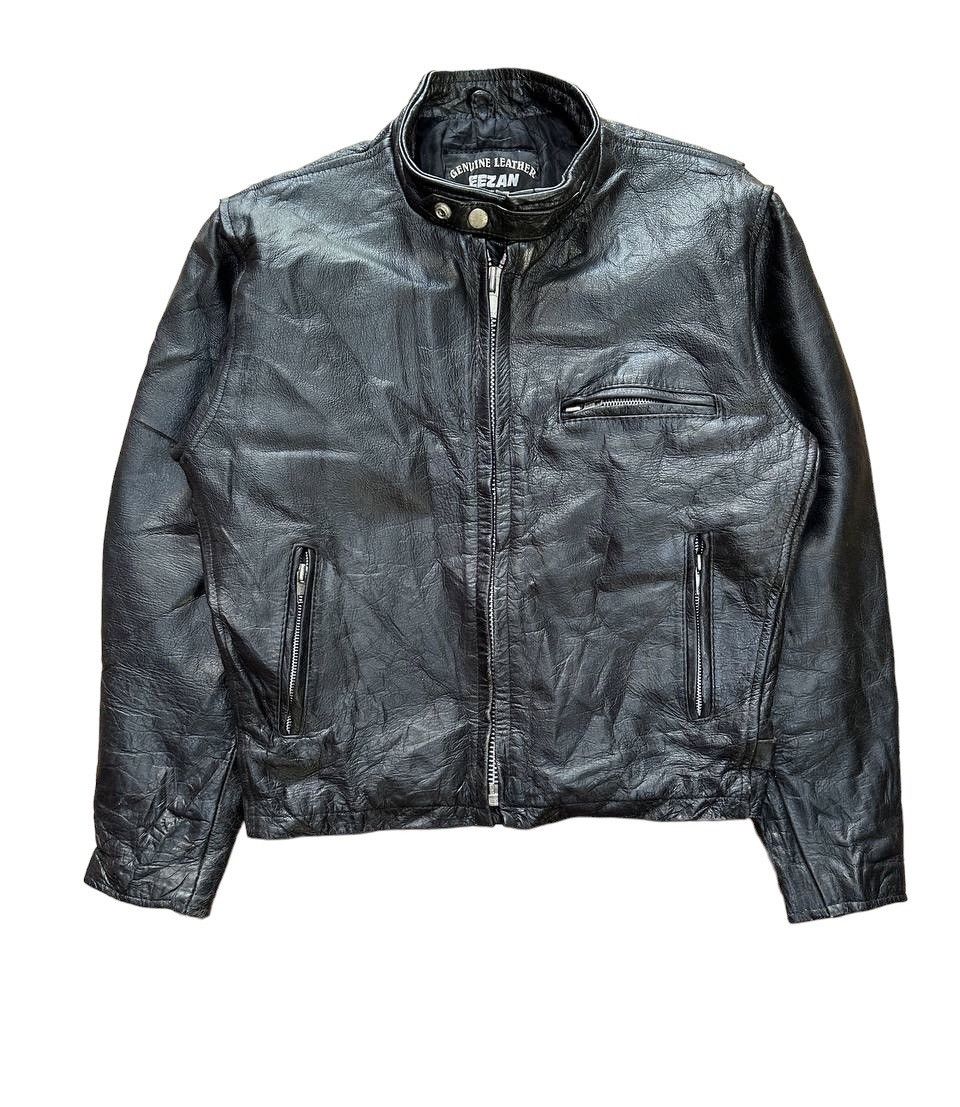 image of Eezan Genuine Leather Bikes Jacket in Black, Men's (Size Small)