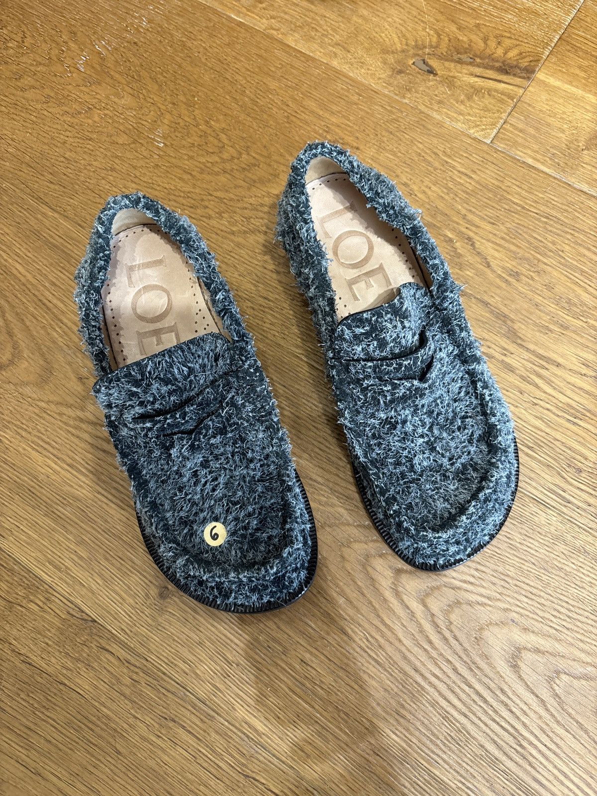 Loewe These are Loewe fuzzy grey leather-lined kitten heel loafers Size US 6 / IT 36 - 4 Thumbnail