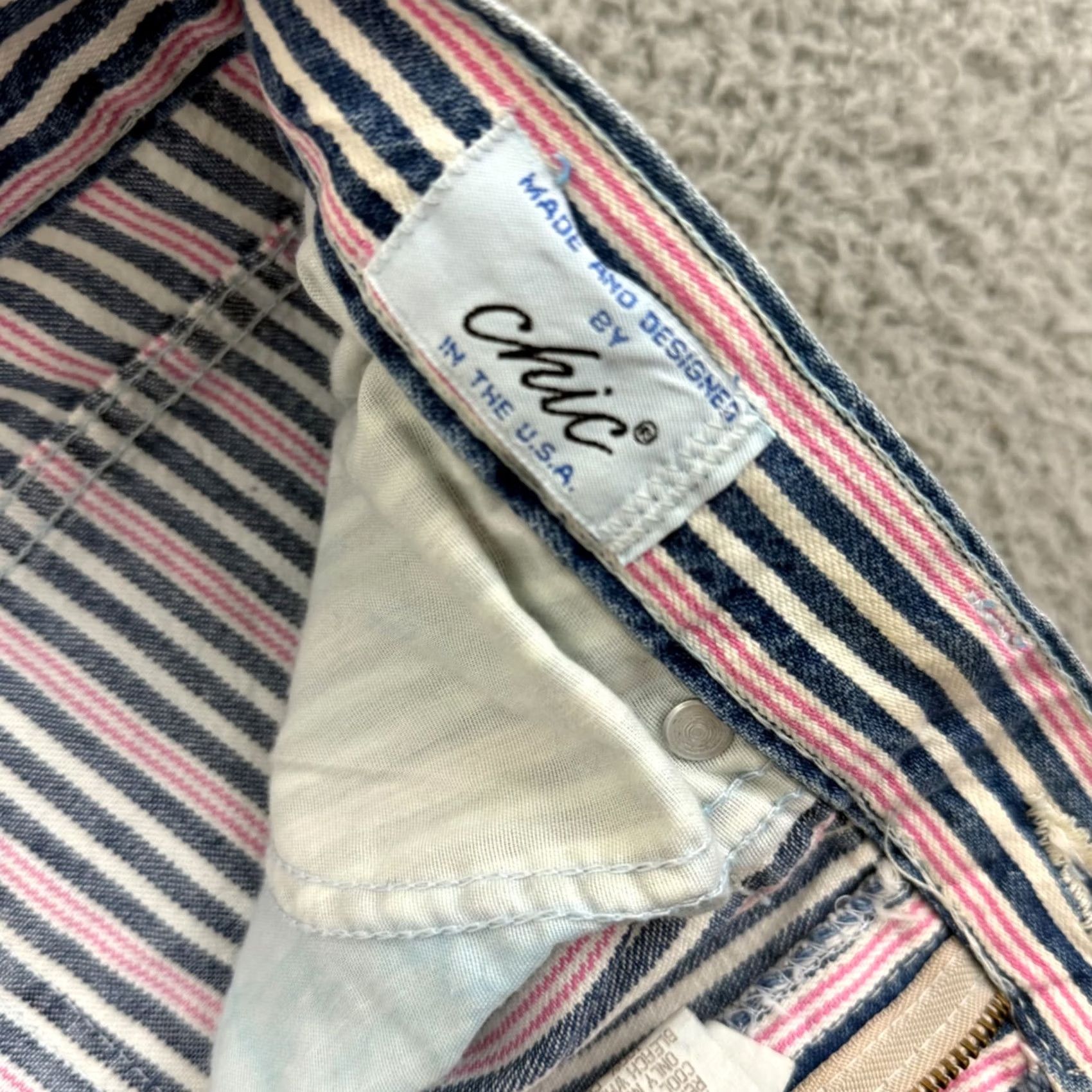 Vintage Vintage CHIC Denim Jeans Womens 16 High Rise Mom 80s Retro Striped Blue White Pink USA Jeans Size 38" / US 16 / IT 52 - 5 Thumbnail